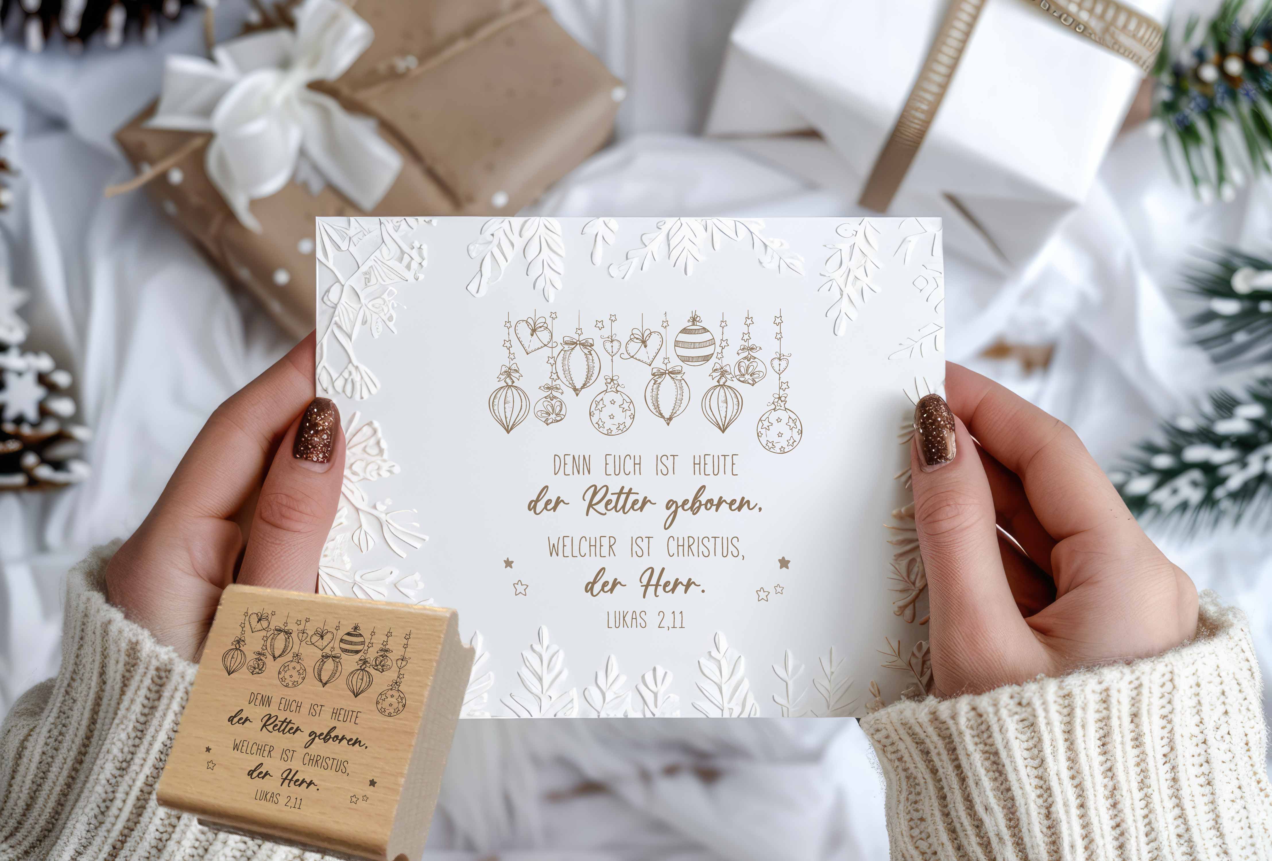 Stempel "Denn euch ist heute der Retter geboren" Lukas 2,11 | Christlicher Weihnachtsstempel | für Weihnachtspost