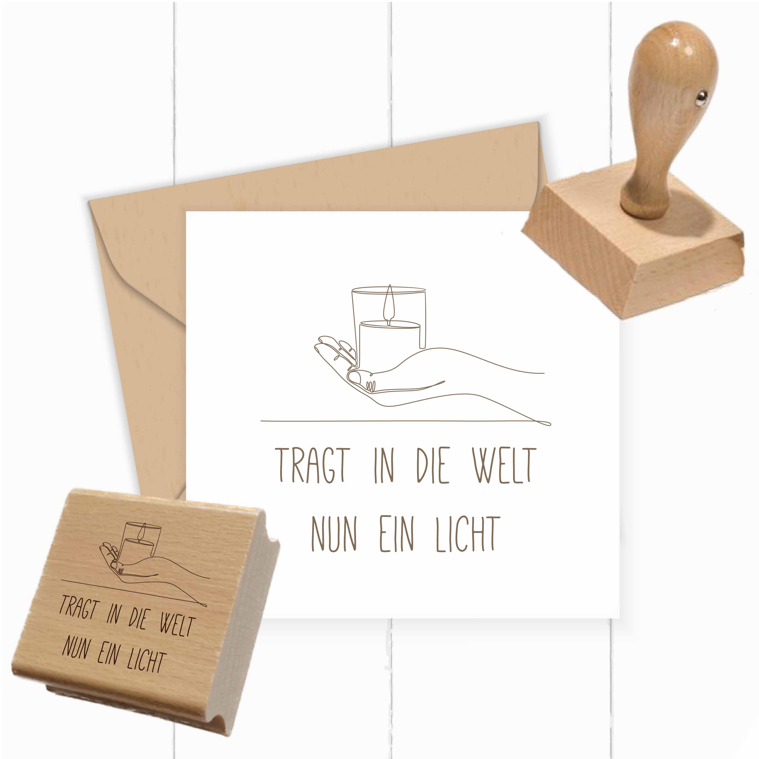 Stempel Tragt in die Welt nun ein Licht | Adventslied Motivstempel Kerze | für Weihnachten & Lichterfest