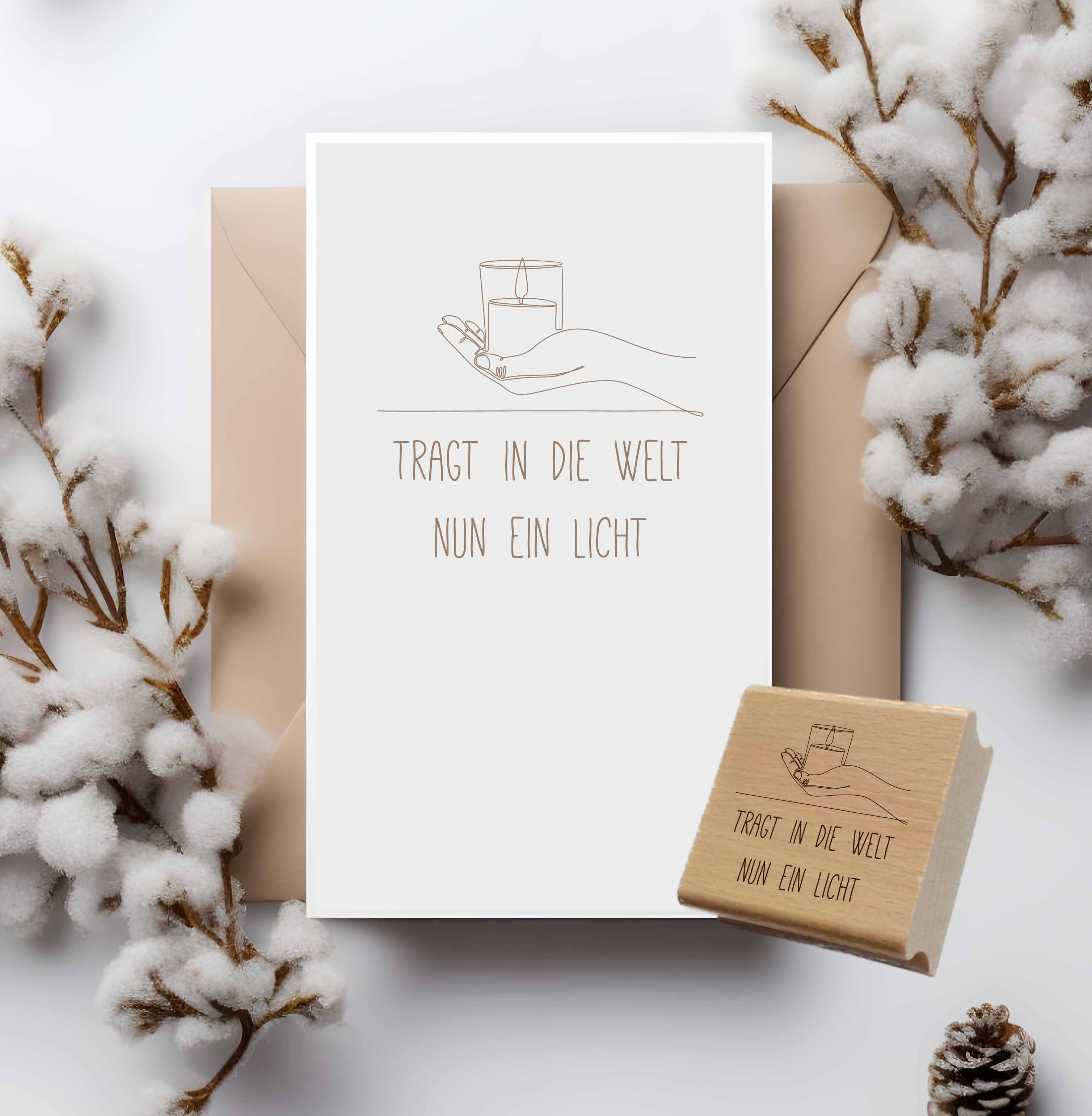 Stempel Tragt in die Welt nun ein Licht | Adventslied Motivstempel Kerze | für Weihnachten & Lichterfest