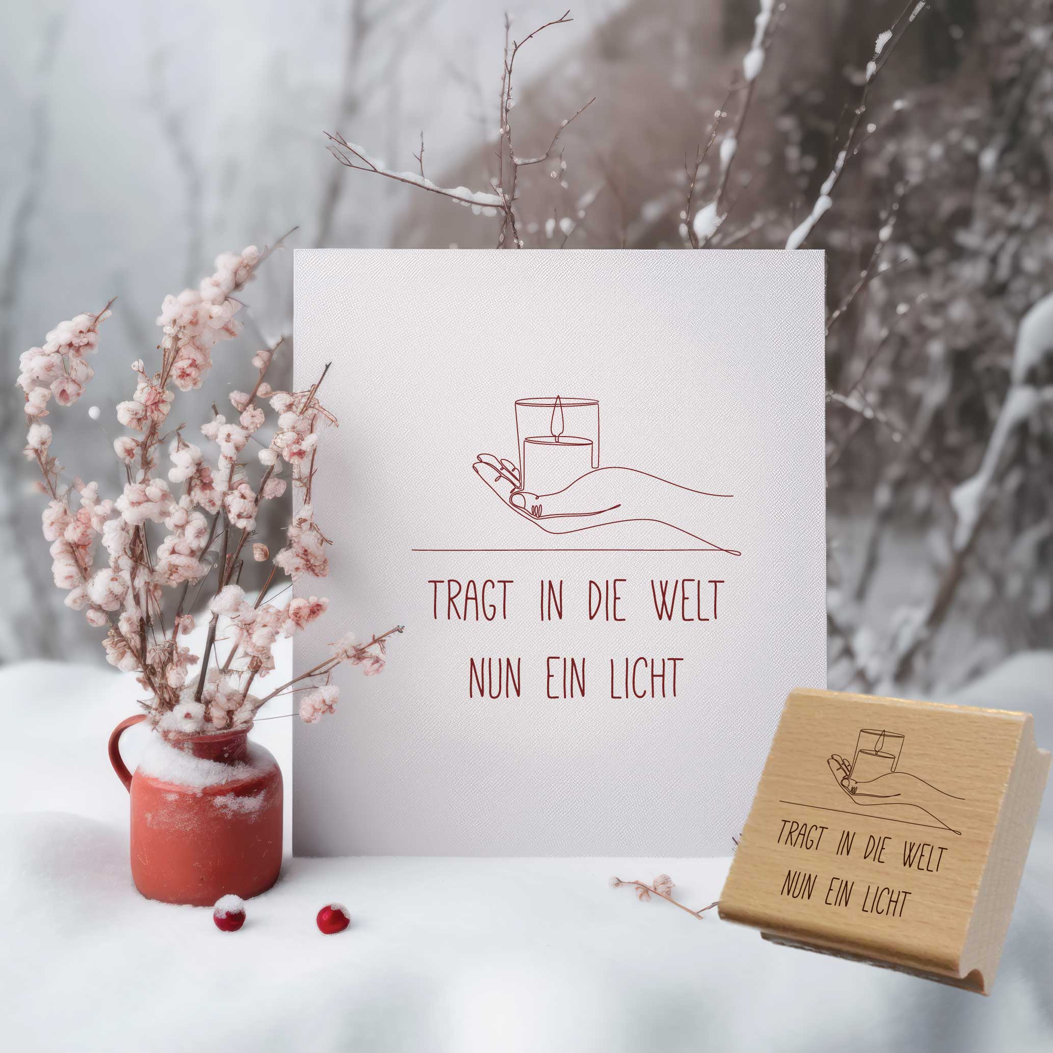 Stempel Tragt in die Welt nun ein Licht | Adventslied Motivstempel Kerze | für Weihnachten & Lichterfest