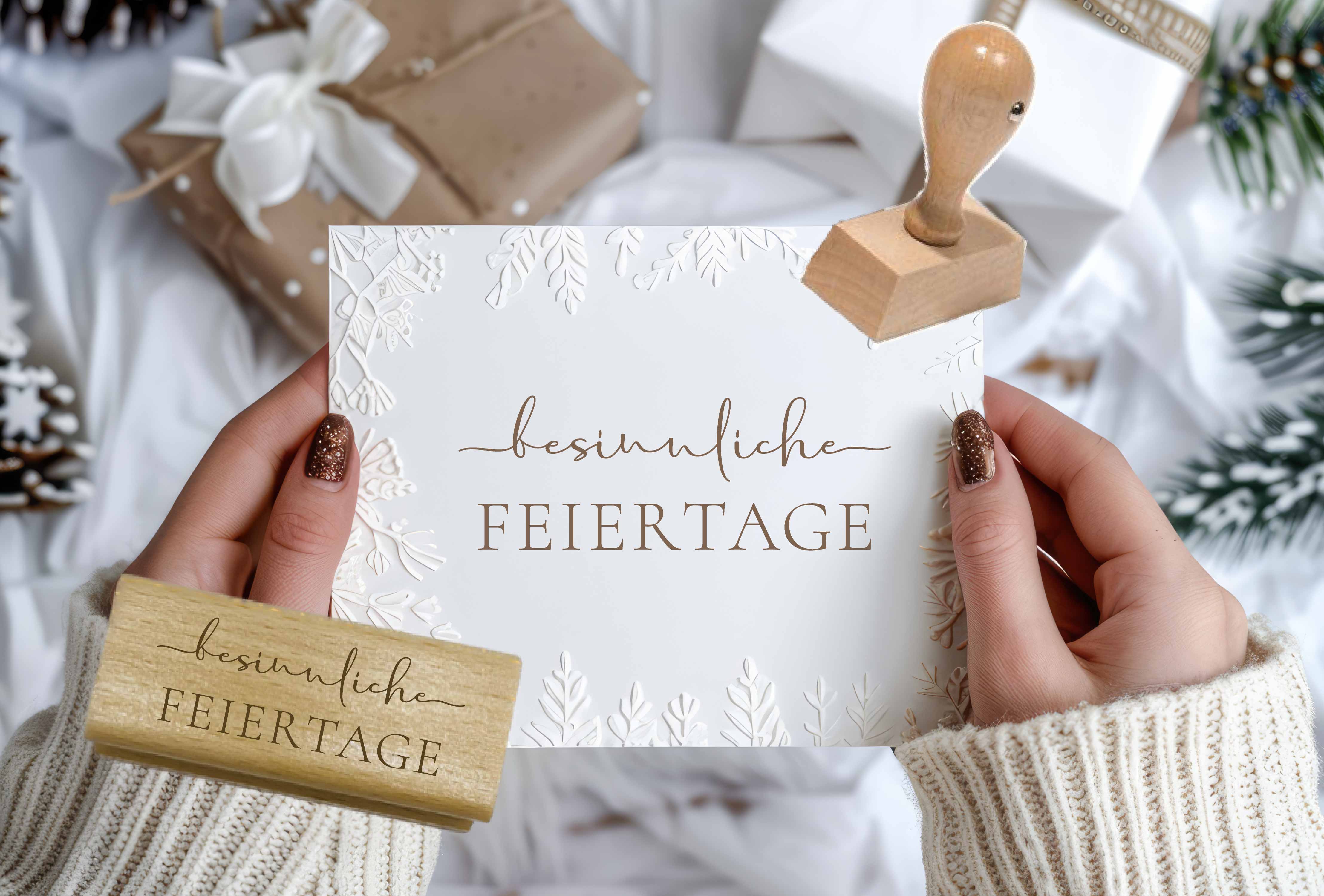 Stempel Besinnliche Feiertage | Eleganter Weihnachtsstempel Spruch für Grußkarten & Geschenke