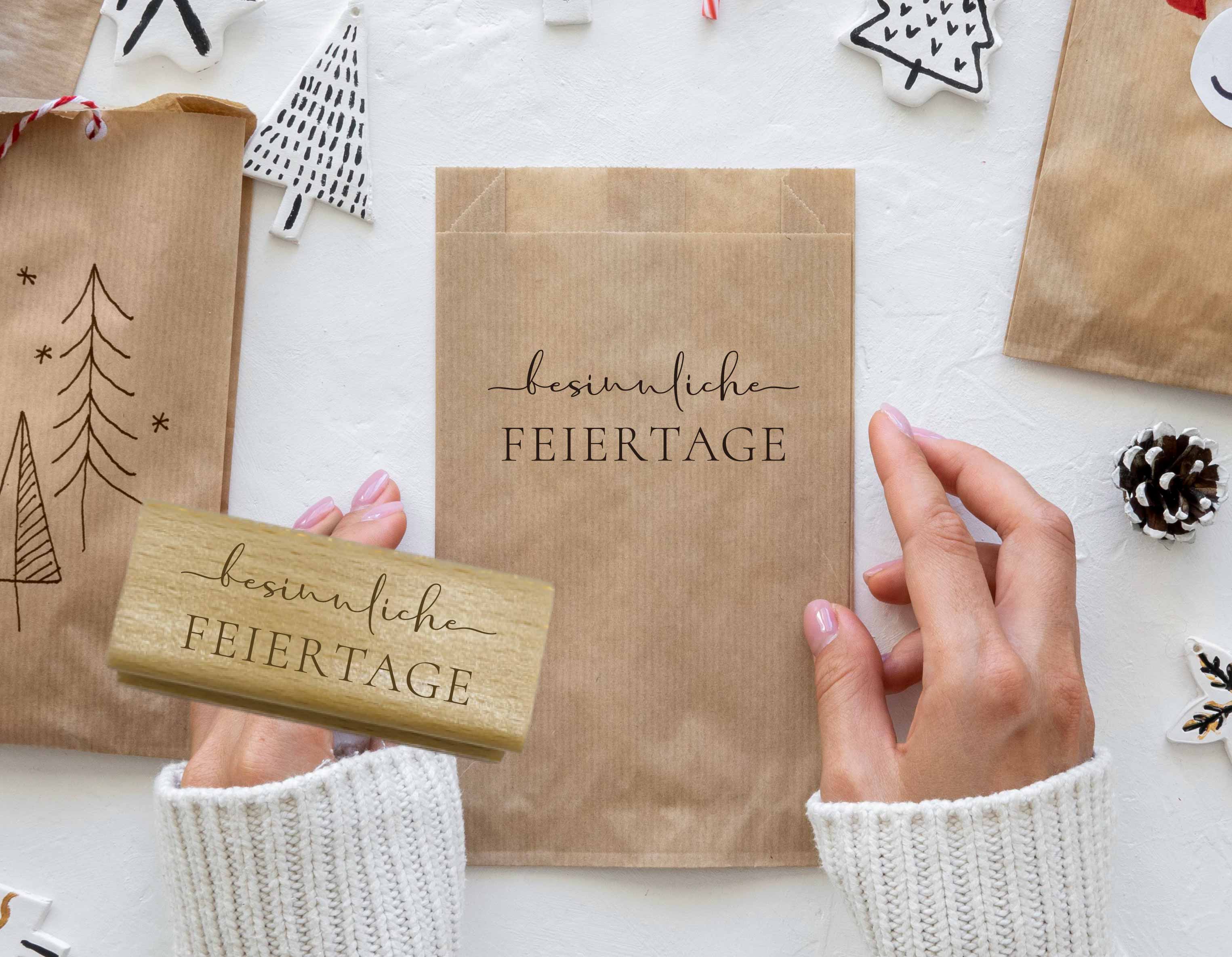 Stempel Besinnliche Feiertage | Eleganter Weihnachtsstempel Spruch für Grußkarten & Geschenke