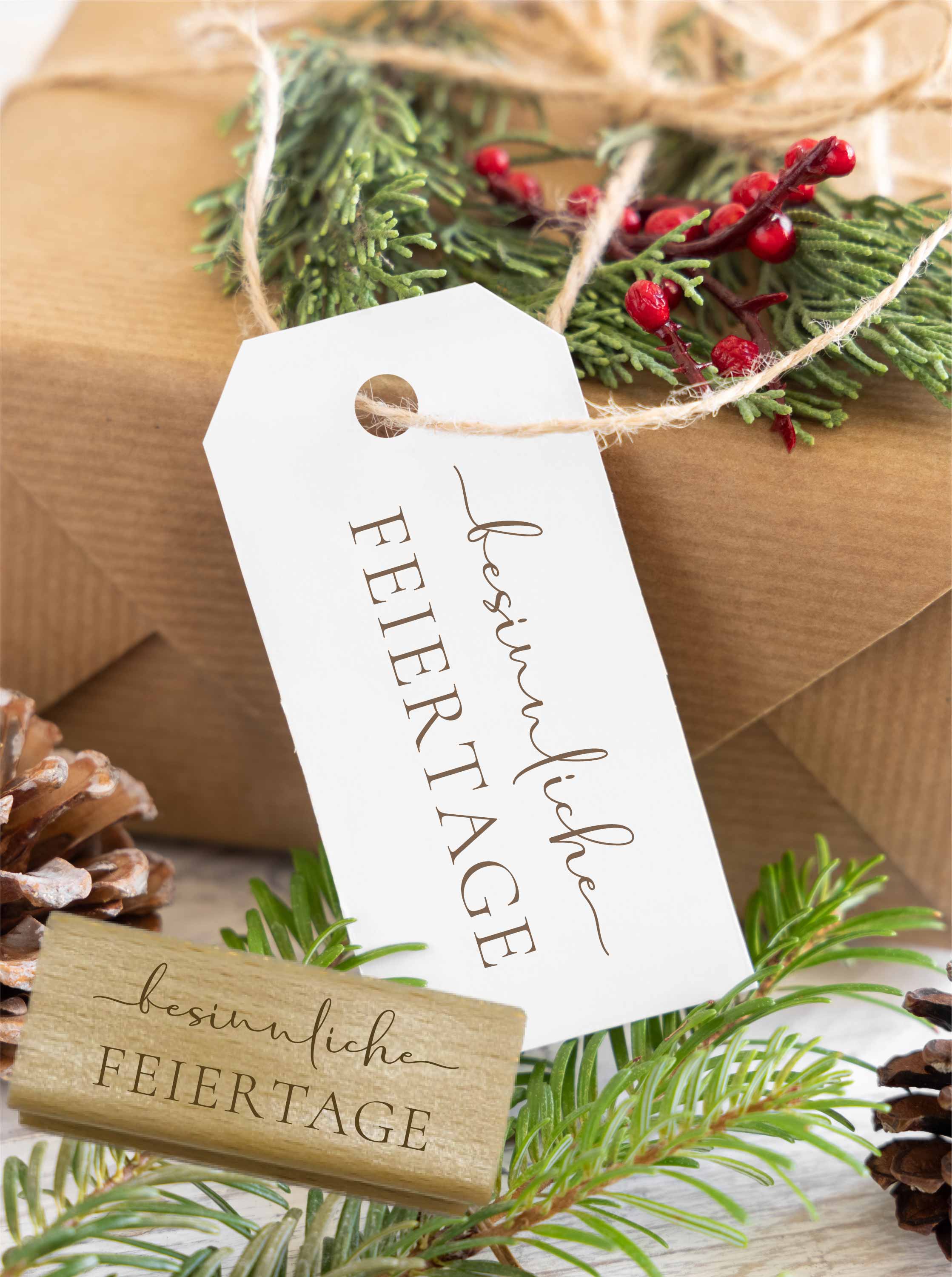 Stempel Besinnliche Feiertage | Eleganter Weihnachtsstempel Spruch für Grußkarten & Geschenke