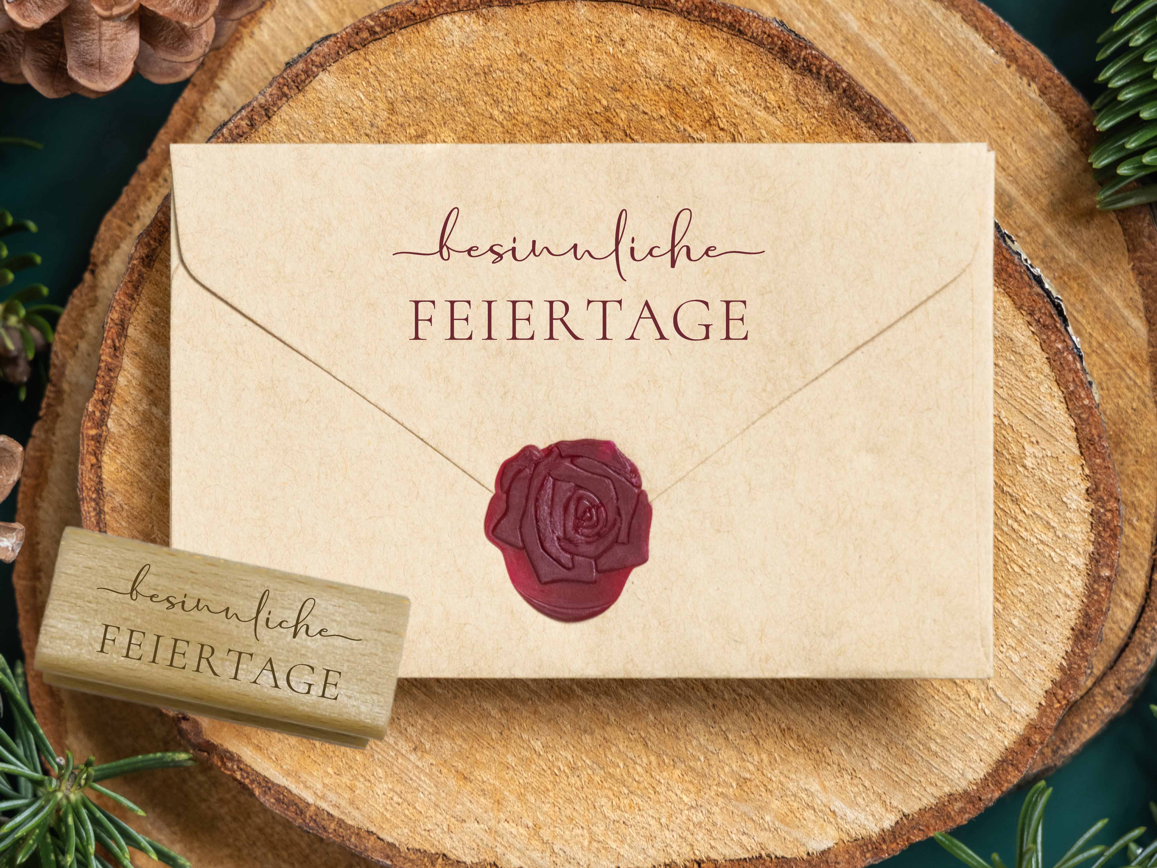 Stempel Besinnliche Feiertage | Eleganter Weihnachtsstempel Spruch für Grußkarten & Geschenke