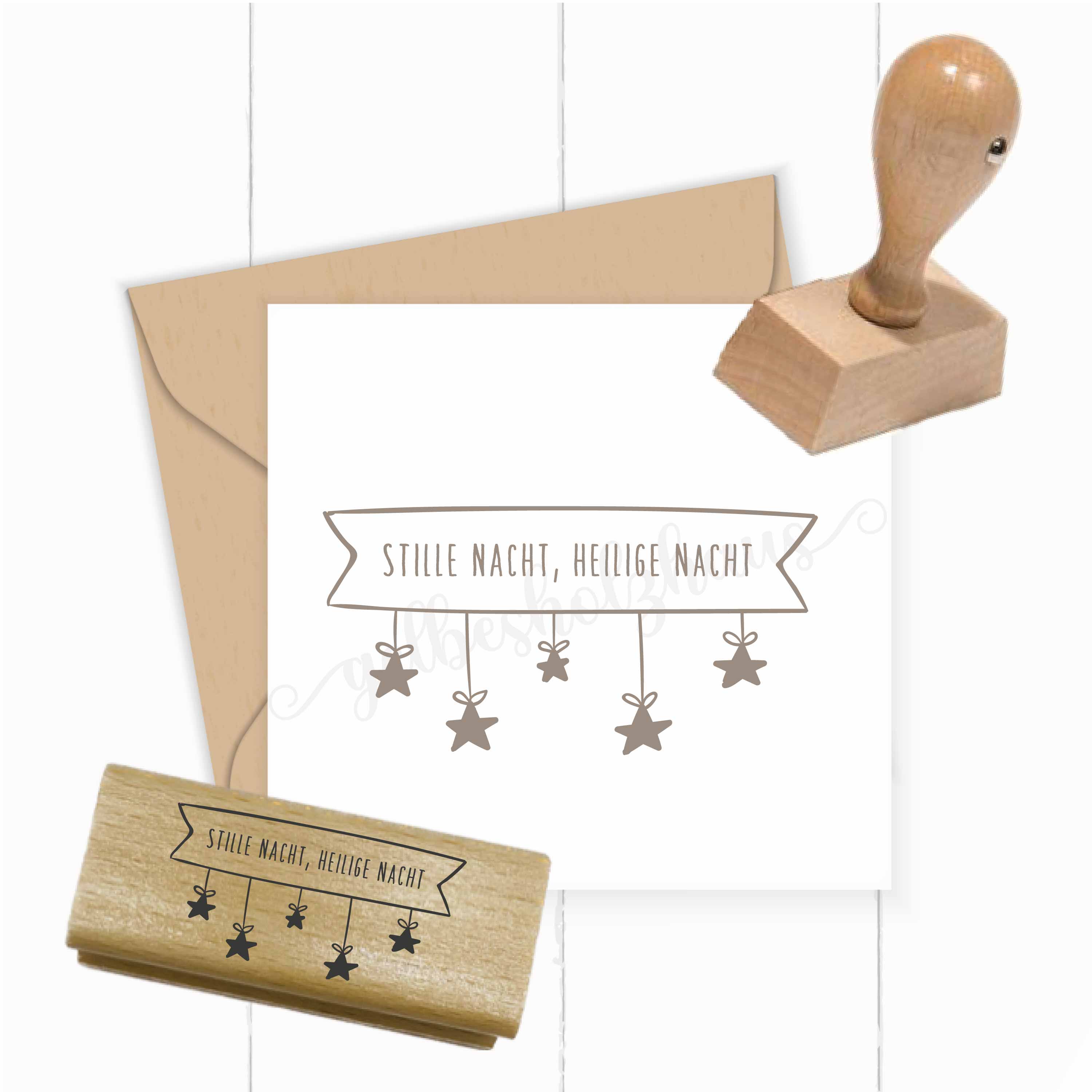 Stempel Stille Nacht Heilige Nacht | Weihnachtslied Motivstempel Banner für Anhänger & Kartenbänder - ST0740