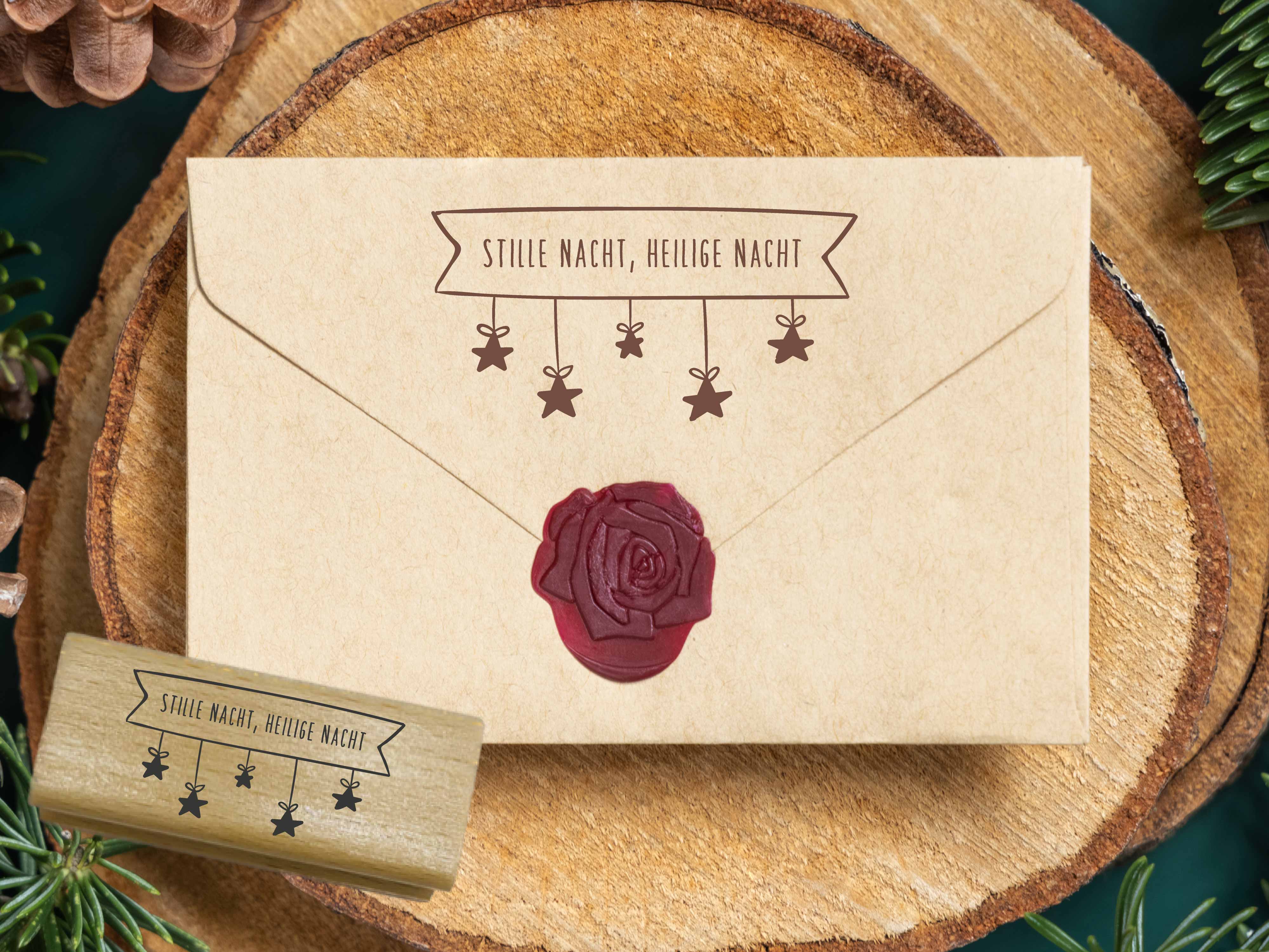 Stempel Stille Nacht Heilige Nacht | Weihnachtslied Motivstempel Banner für Anhänger & Kartenbänder
