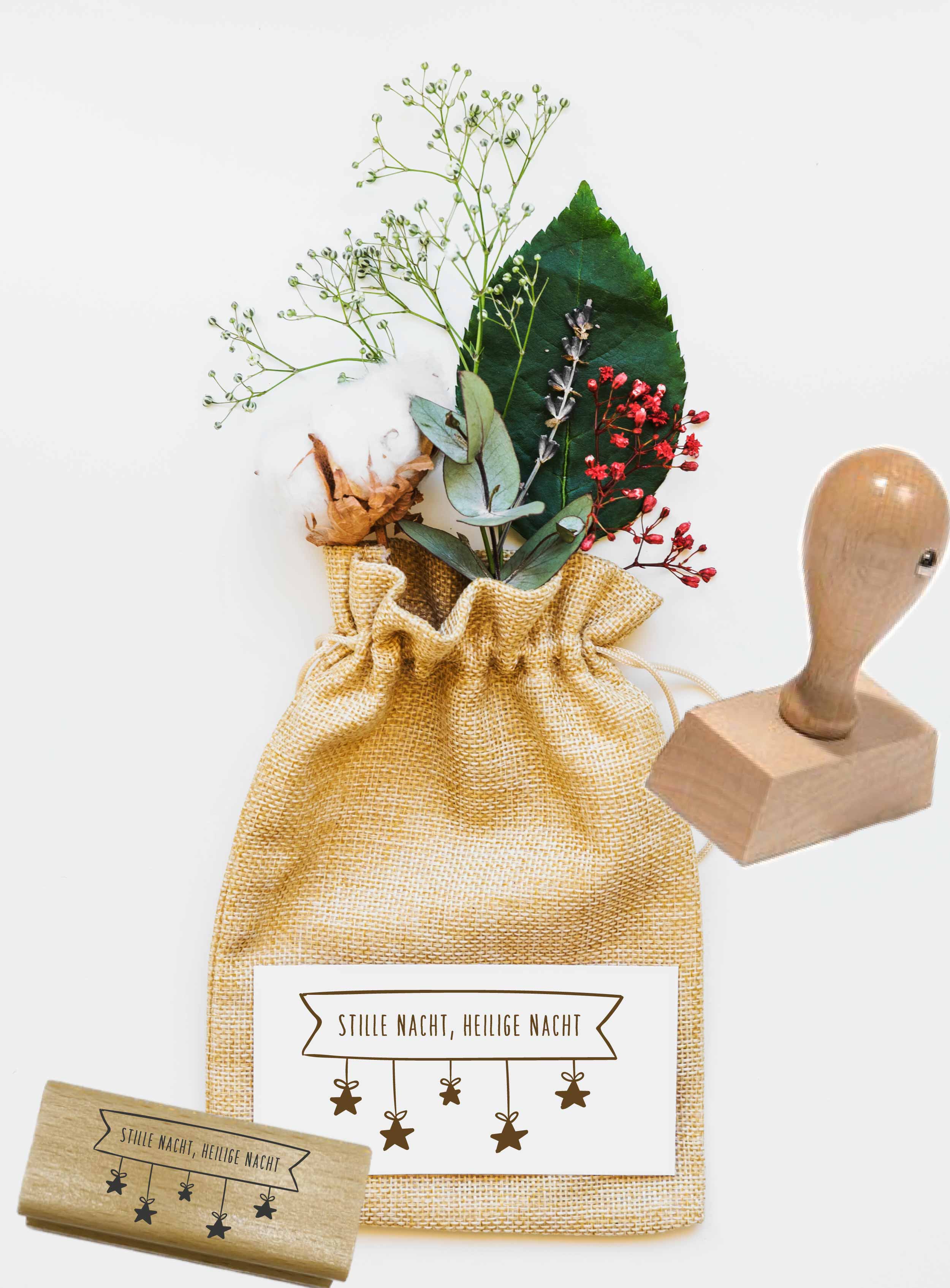 Stempel Stille Nacht Heilige Nacht | Weihnachtslied Motivstempel Banner für Anhänger & Kartenbänder