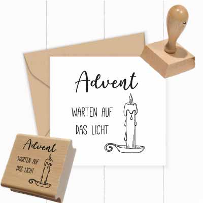 Stempel Advent Warten auf das Licht | Besinnlicher Kerzen Motivstempel für Adventskalender & Kranz-DIY