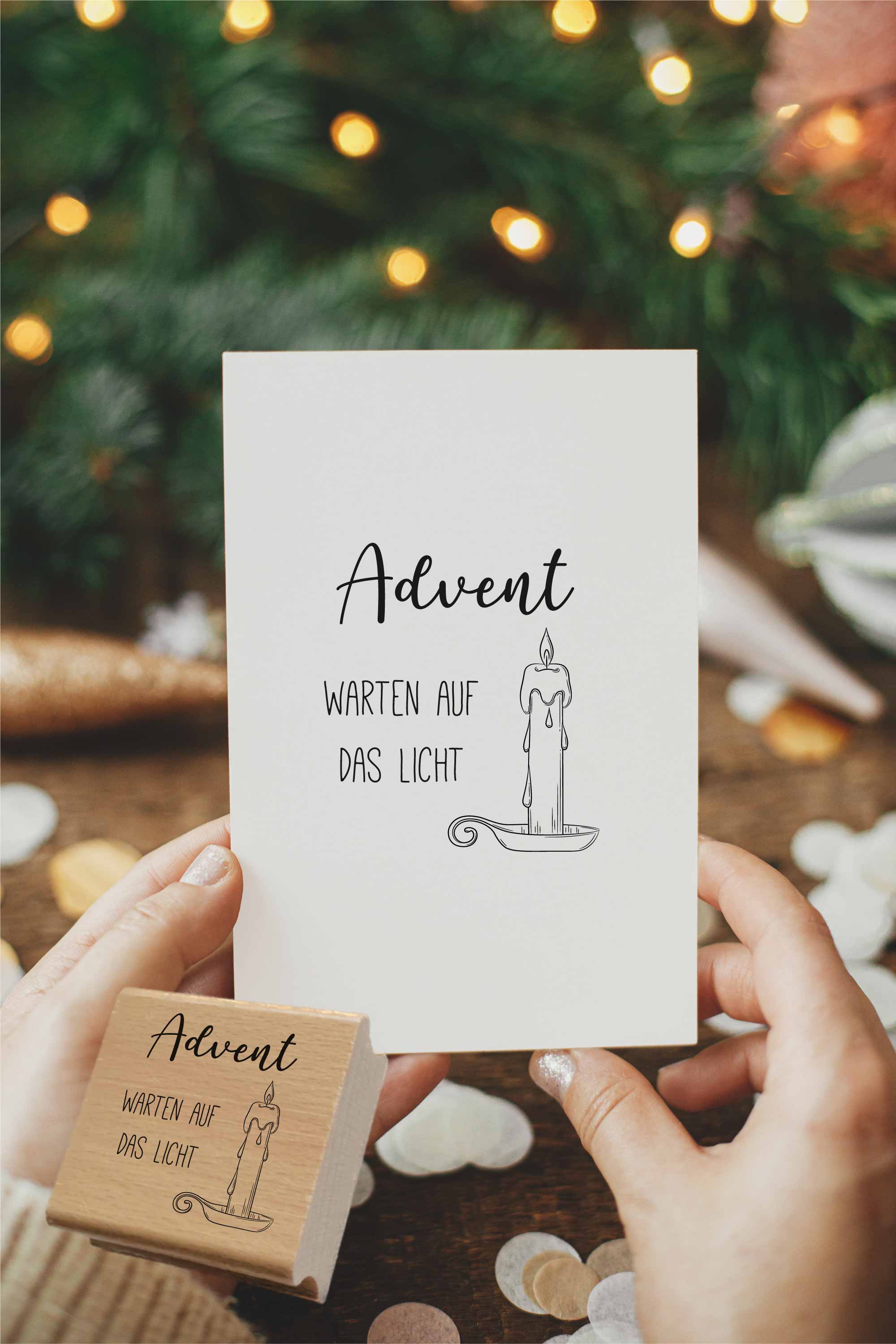 Stempel Advent Warten auf das Licht | Besinnlicher Kerzen Motivstempel für Adventskalender & Kranz-DIY