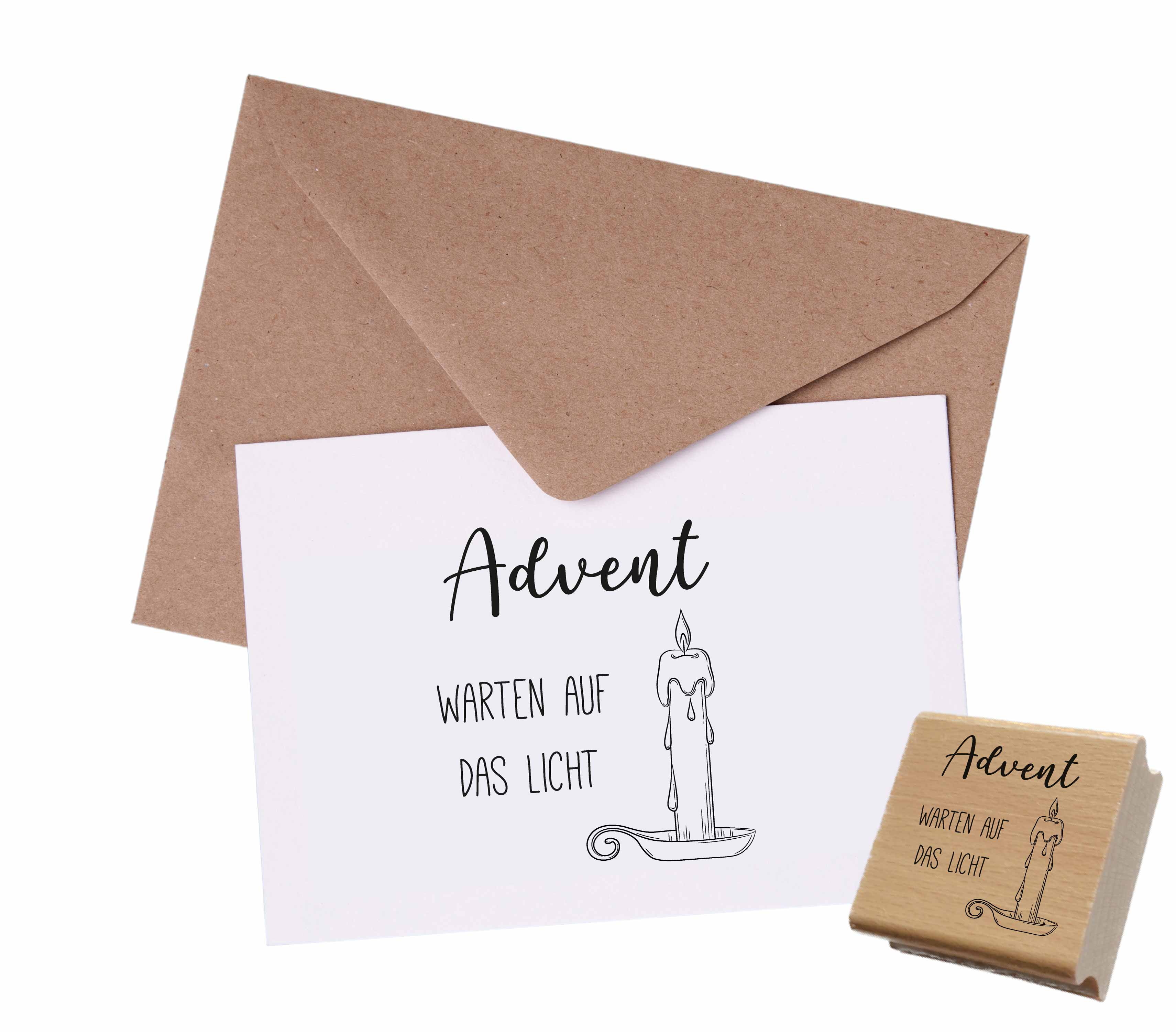 Stempel Advent Warten auf das Licht | Besinnlicher Kerzen Motivstempel für Adventskalender & Kranz-DIY
