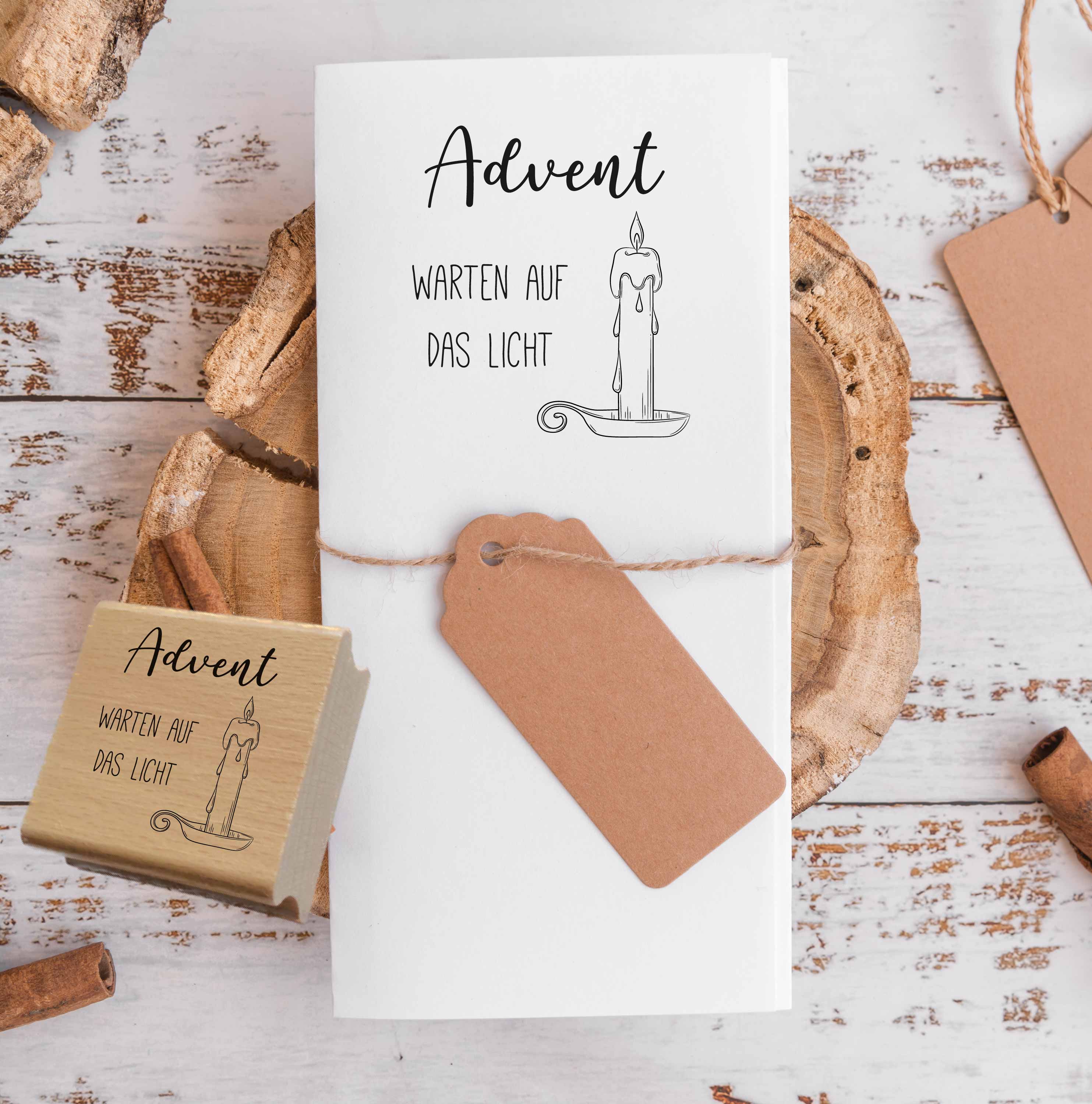 Stempel Advent Warten auf das Licht | Besinnlicher Kerzen Motivstempel für Adventskalender & Kranz-DIY