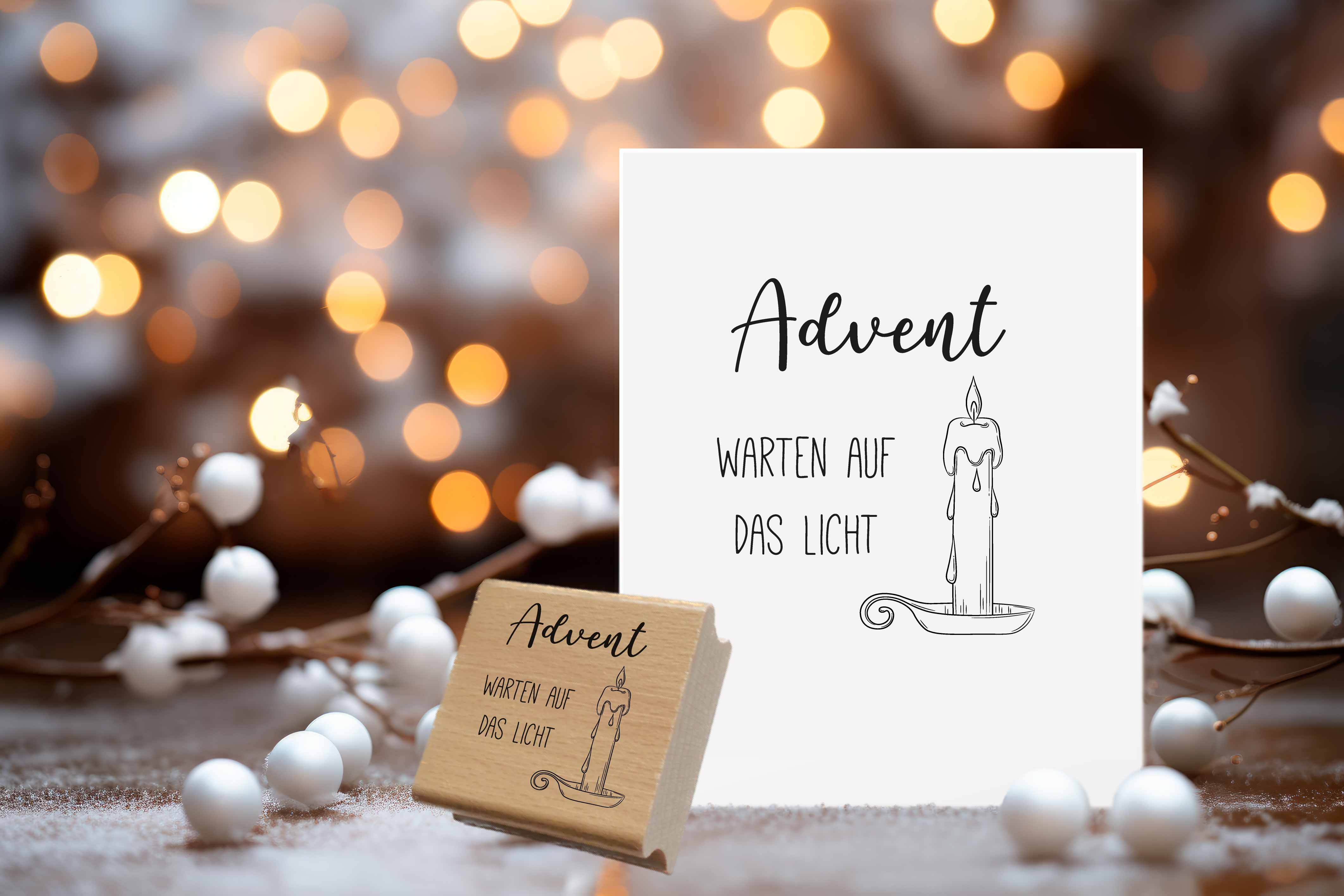 Stempel Advent Warten auf das Licht | Besinnlicher Kerzen Motivstempel für Adventskalender & Kranz-DIY