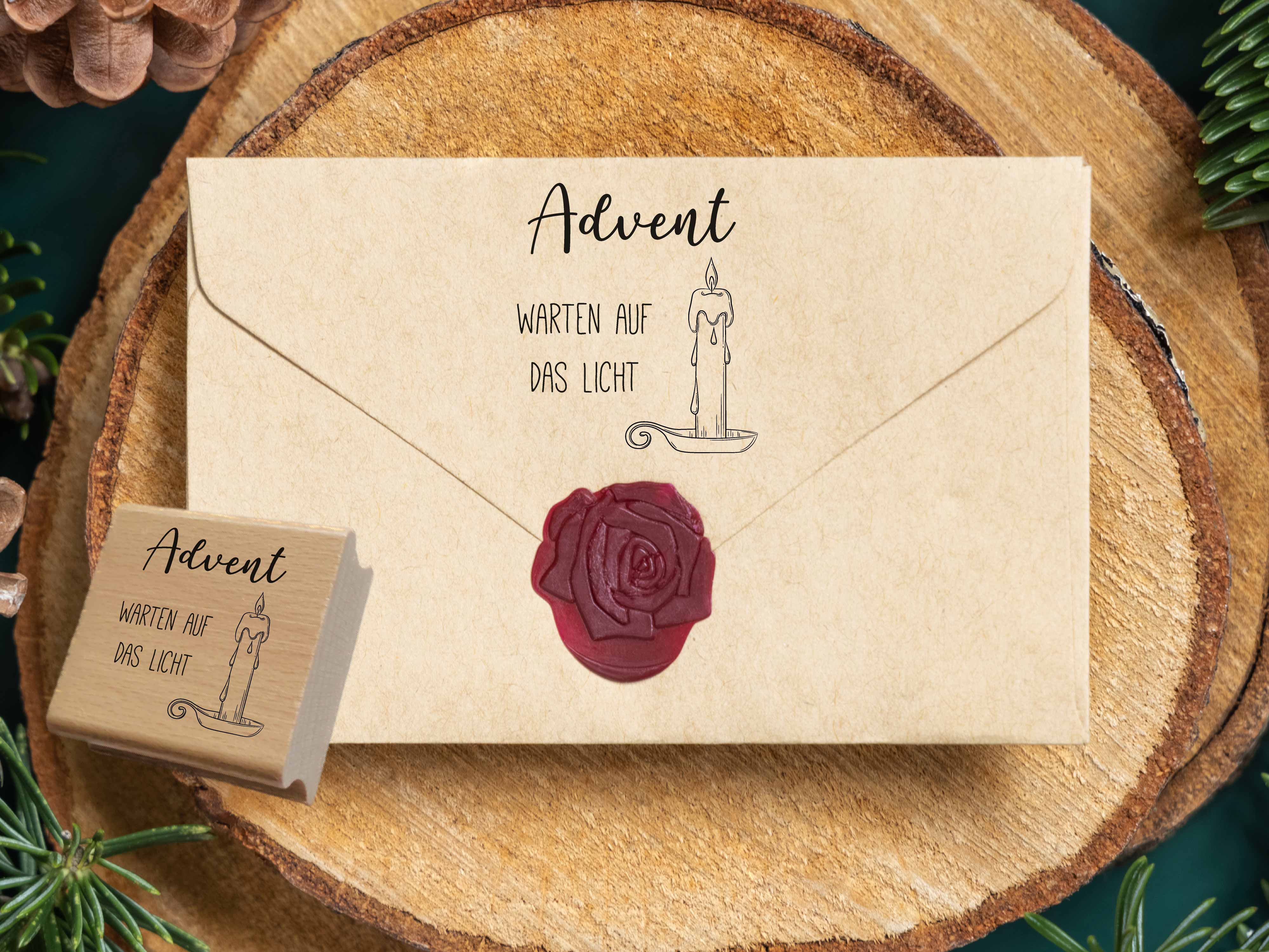 Stempel Advent Warten auf das Licht | Besinnlicher Kerzen Motivstempel für Adventskalender & Kranz-DIY