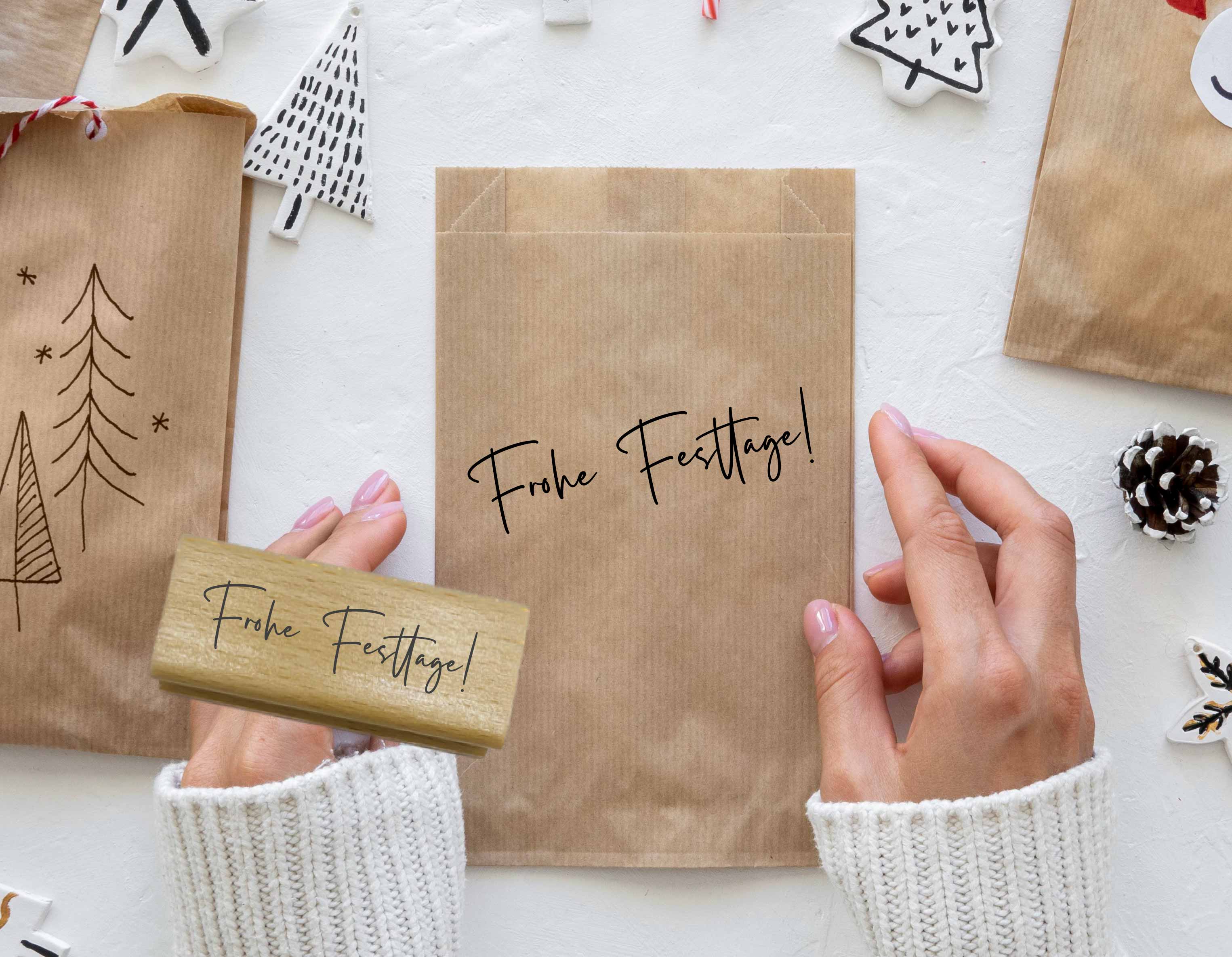 Stempel "Frohe Festtage" | Moderner Weihnachtsstempel Handschrift für Grußkarten & Festtags-DIY