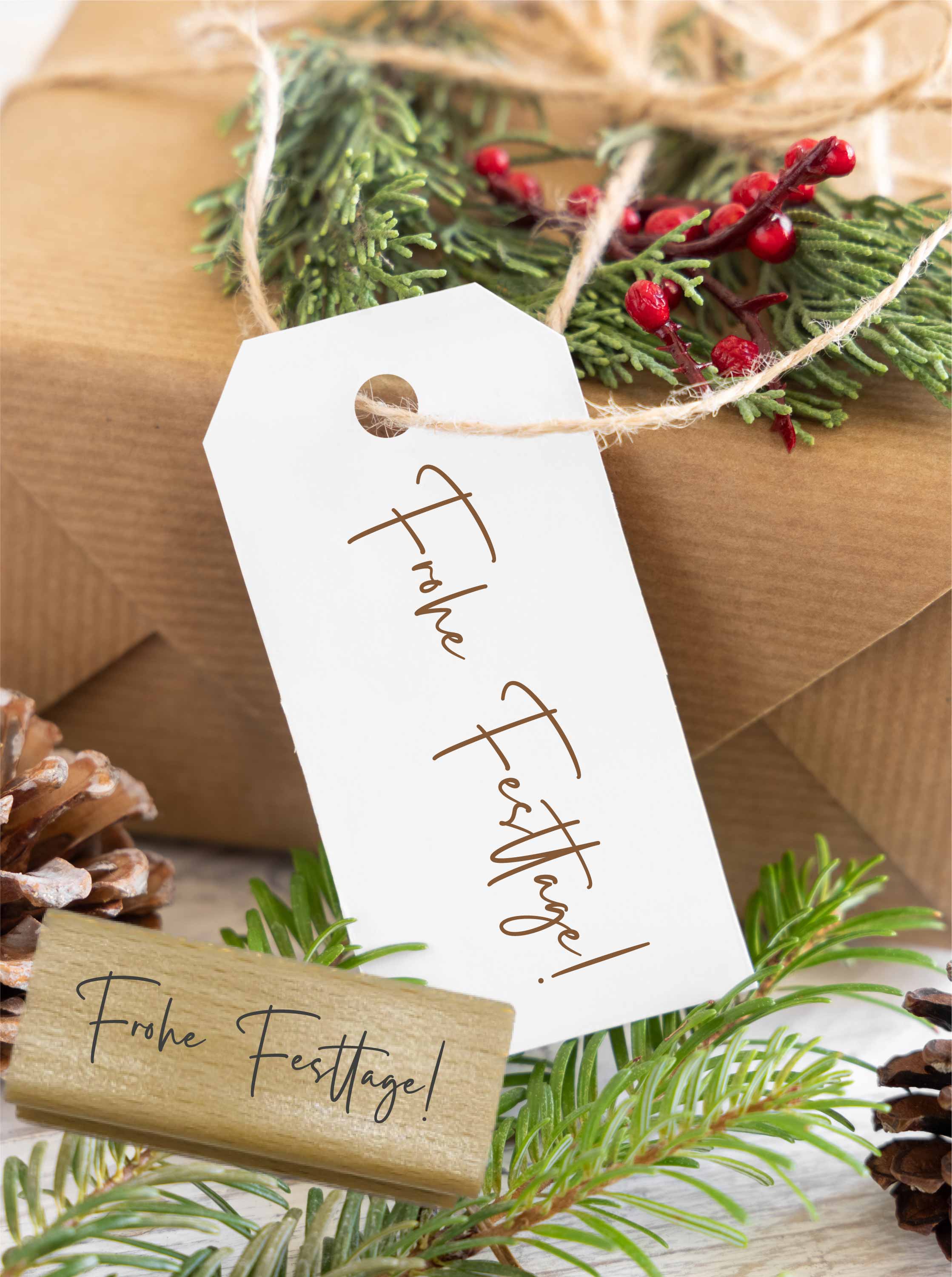 Stempel "Frohe Festtage" | Moderner Weihnachtsstempel Handschrift für Grußkarten & Festtags-DIY