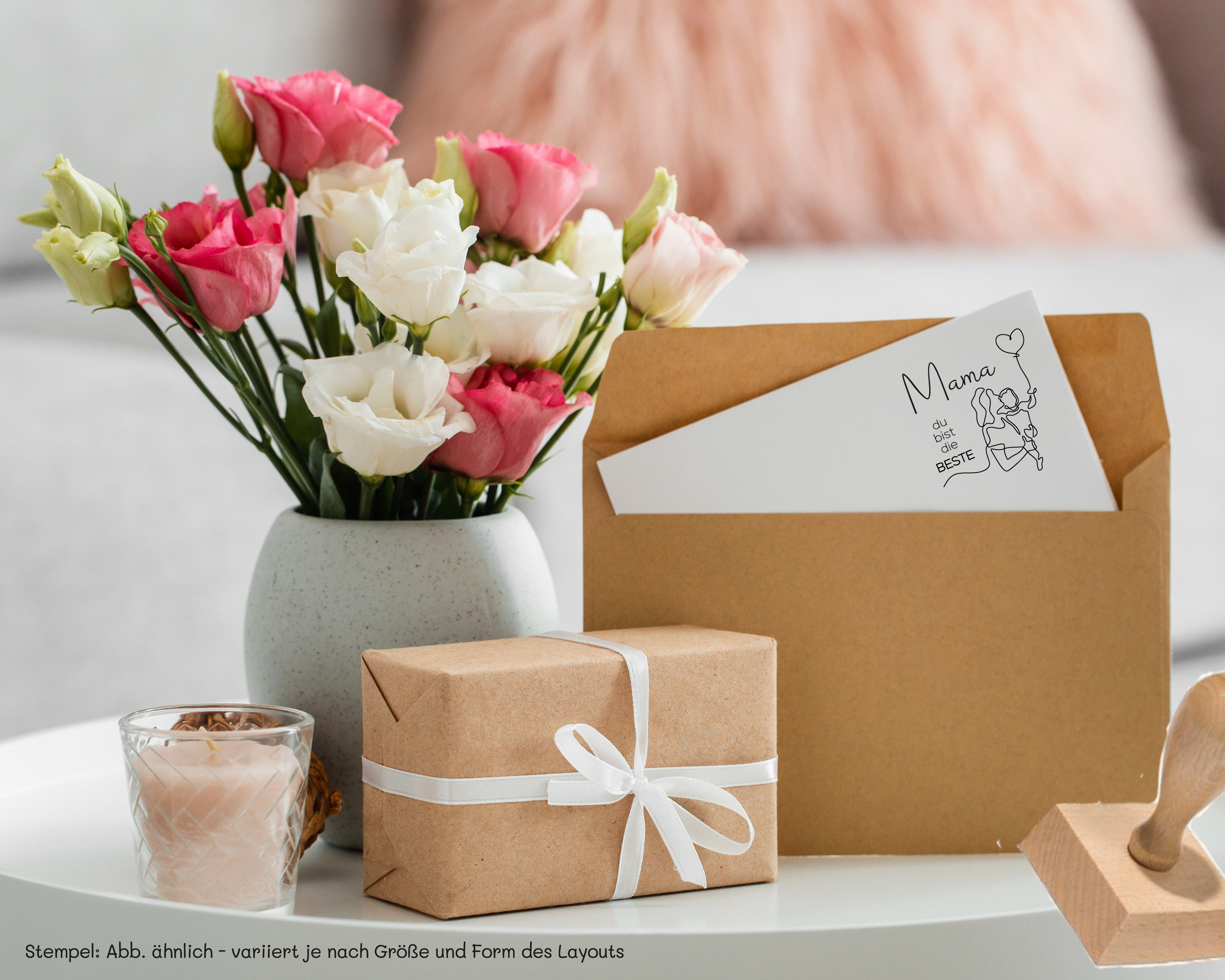 Stempel "Mama du bist die Beste" Muttertag Motivstempel Line-Art für Geburtstag, Danke & Meilensteine