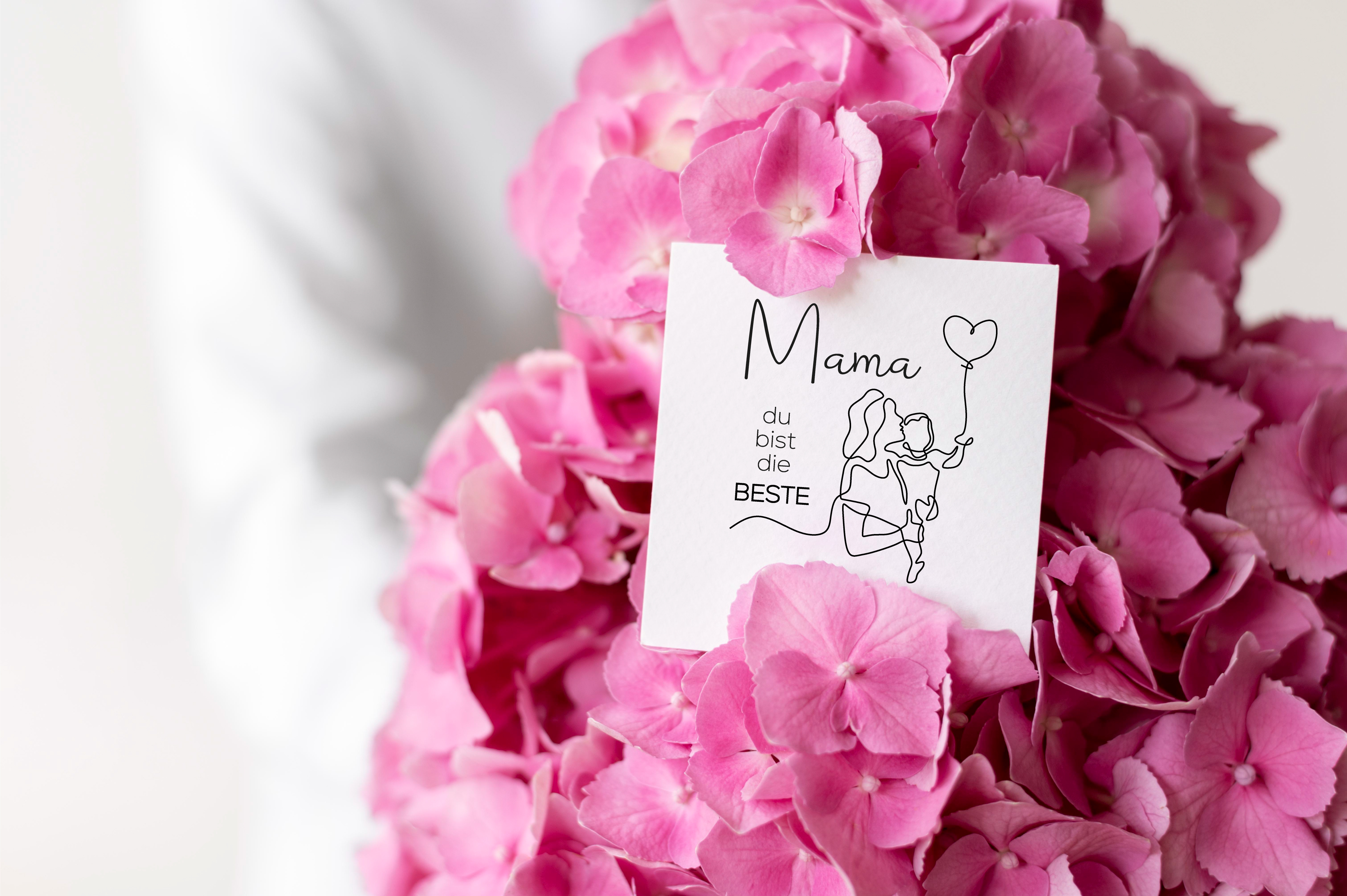 Stempel "Mama du bist die Beste" Muttertag Motivstempel Line-Art für Geburtstag, Danke & Meilensteine