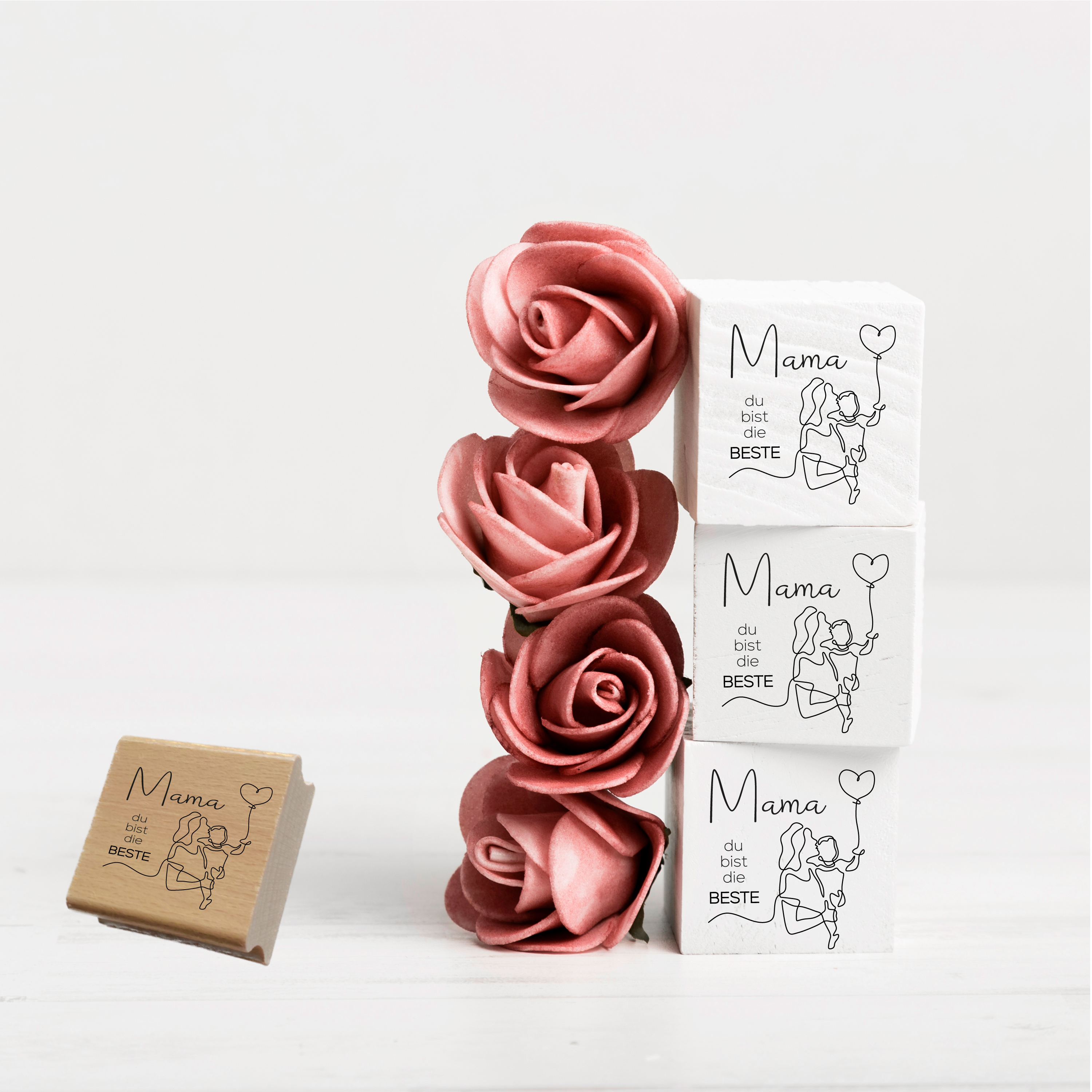 Stempel "Mama du bist die Beste" Muttertag Motivstempel Line-Art für Geburtstag, Danke & Meilensteine