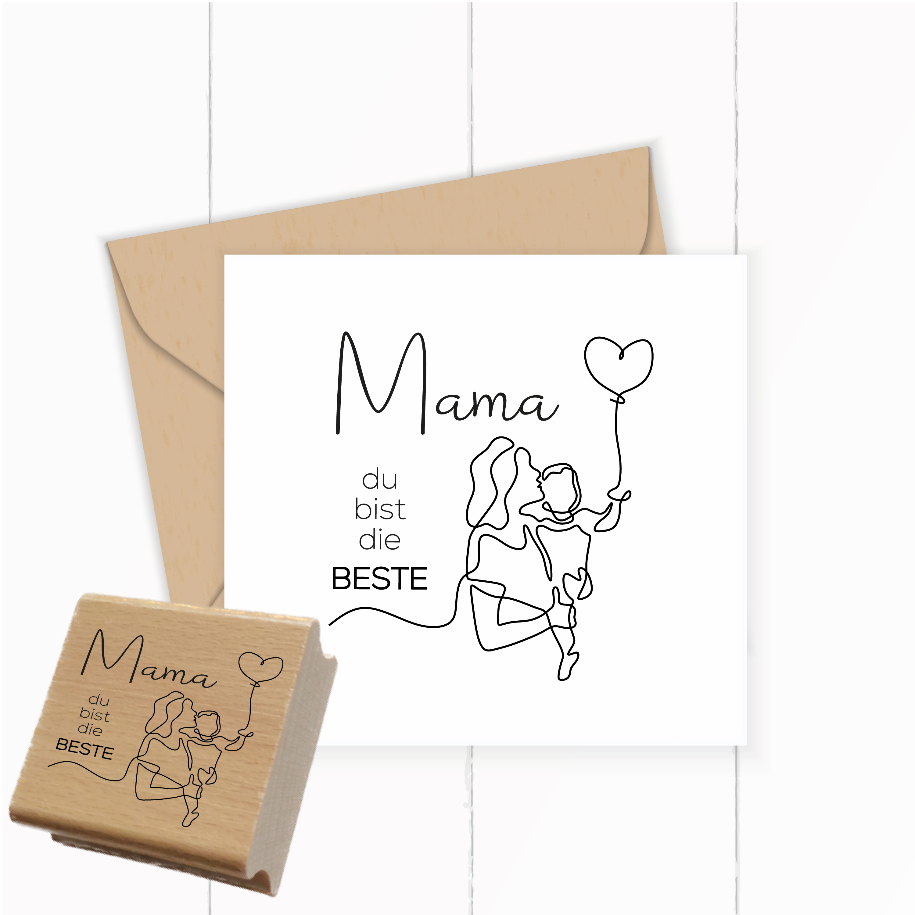 Stempel "Mama du bist die Beste" Muttertag Motivstempel Line-Art für Geburtstag, Danke & Meilensteine - ST0743