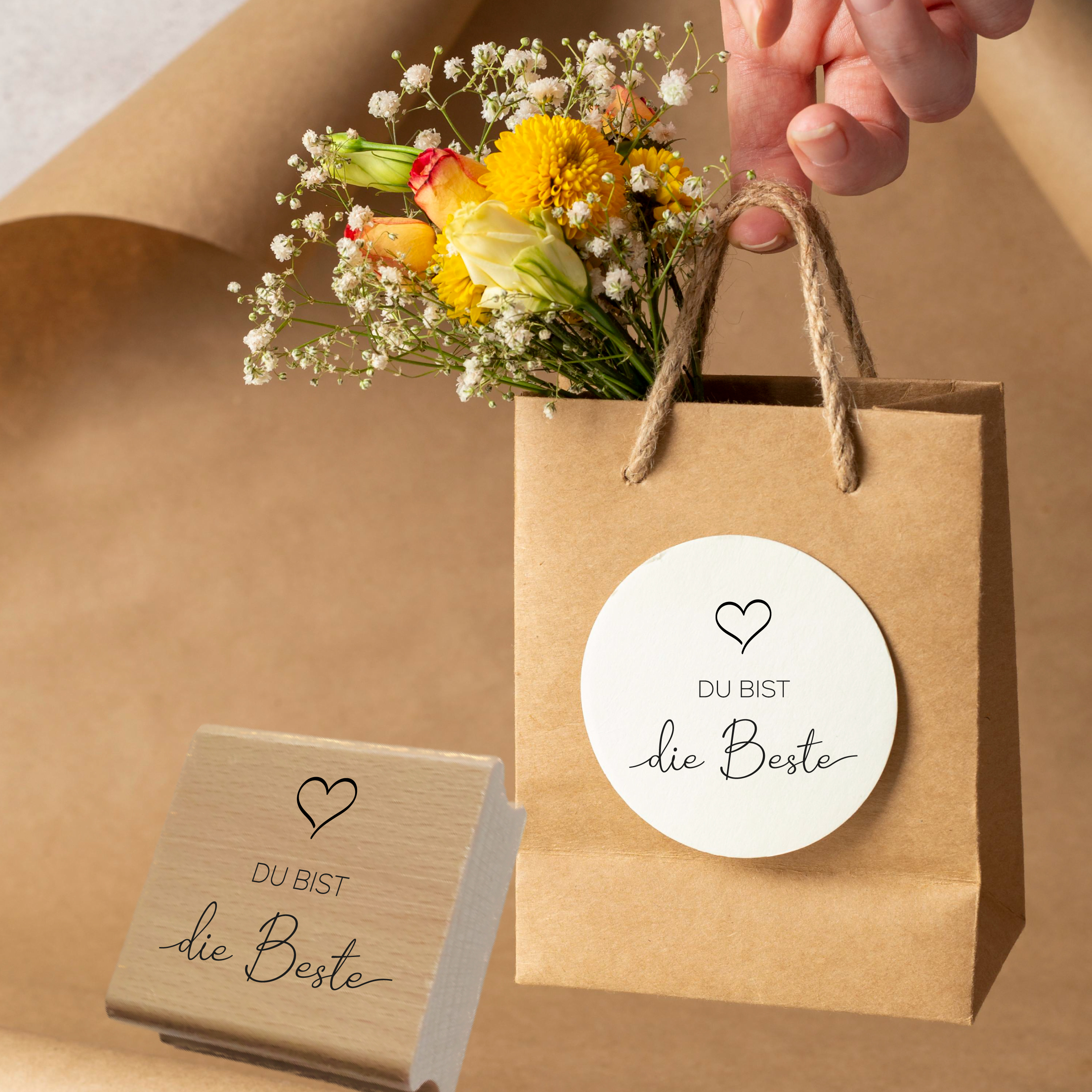 Stempel "Du bist die Beste mit Herz" Universeller Spruchstempel | Danke für Freundin, Kollegin, Mama & Geburtstag