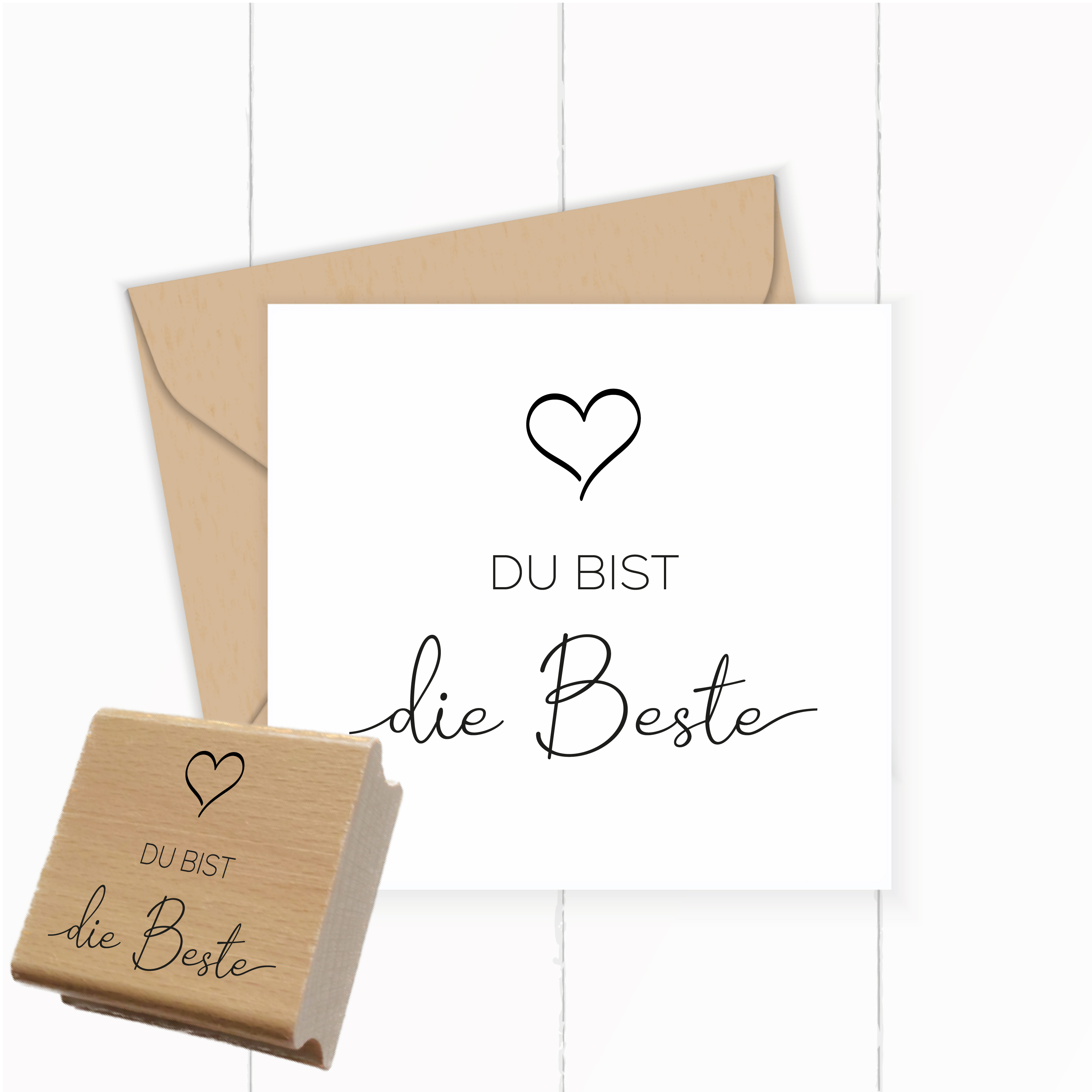 Stempel "Du bist die Beste mit Herz" Universeller Spruchstempel | Danke für Freundin, Kollegin, Mama & Geburtstag