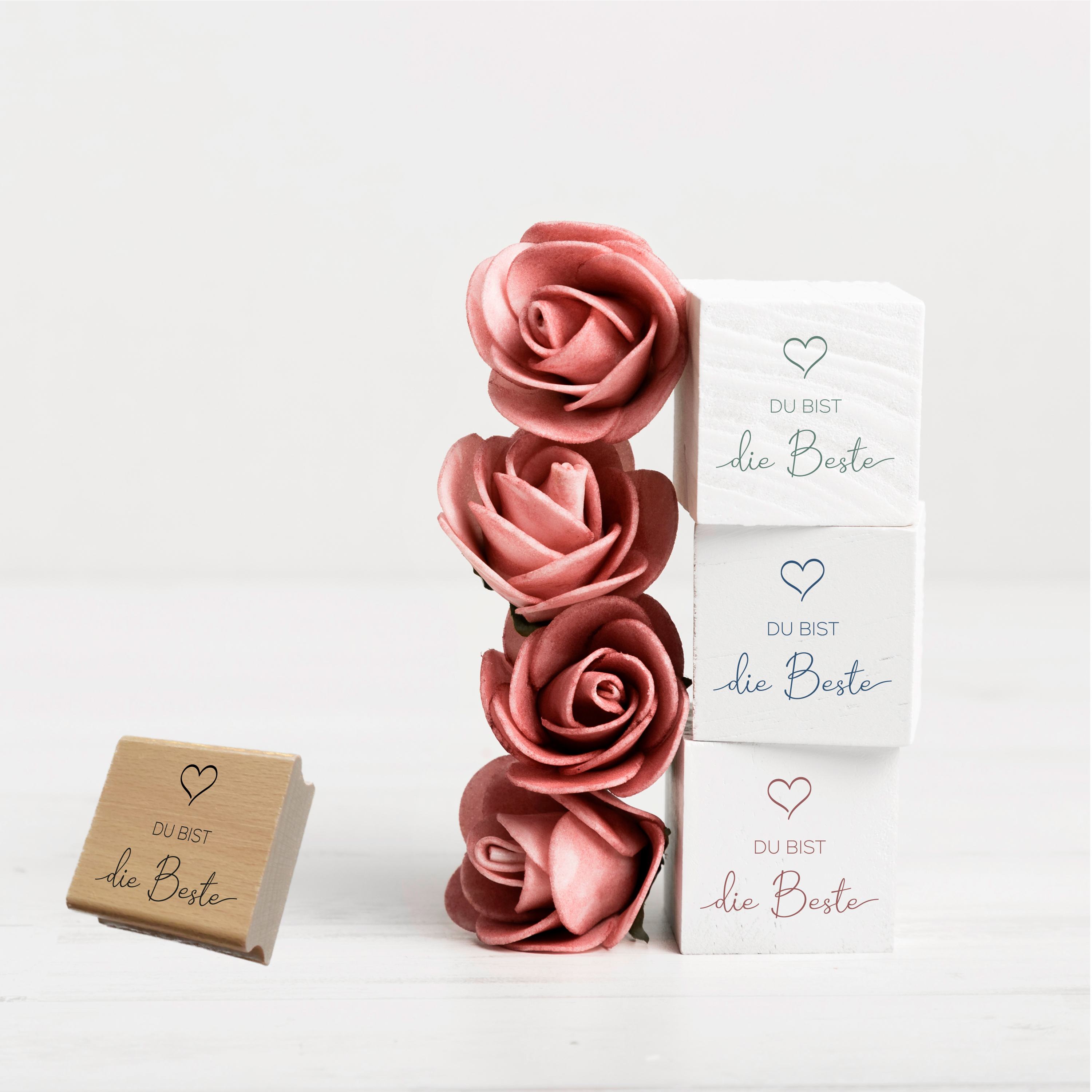 Stempel "Du bist die Beste mit Herz" Universeller Spruchstempel | Danke für Freundin, Kollegin, Mama & Geburtstag