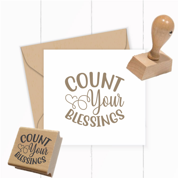 Motivstempel „Count Your Blessings“ – Hochwertiger Holzstempel für Dankbarkeit & DIY - ST0747