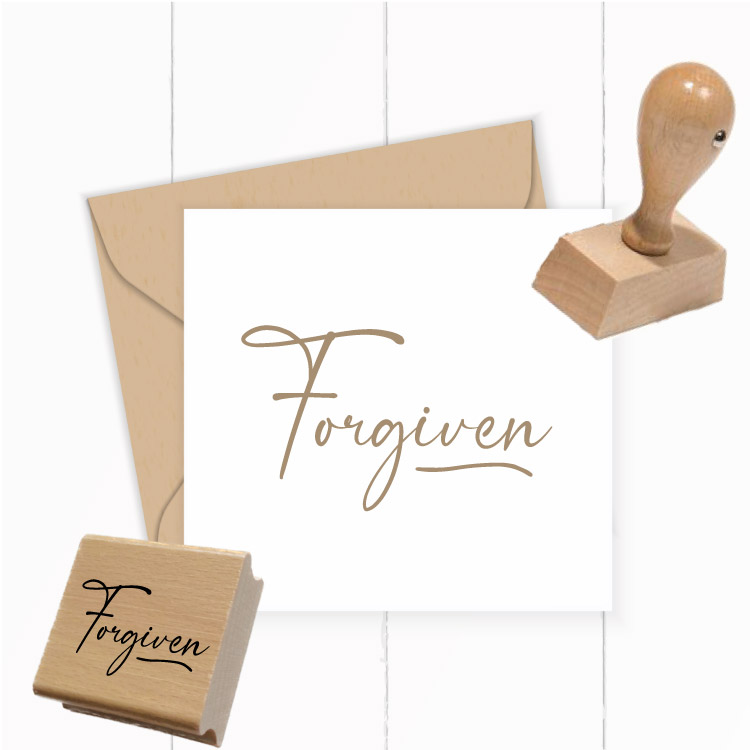 Motivstempel „Forgiven“ – Eleganter Schriftzug-Holzstempel für Papeterie & DIY - ST0748