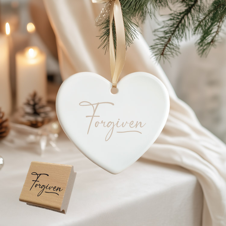 Motivstempel „Forgiven“ – Eleganter Schriftzug-Holzstempel für Papeterie & DIY