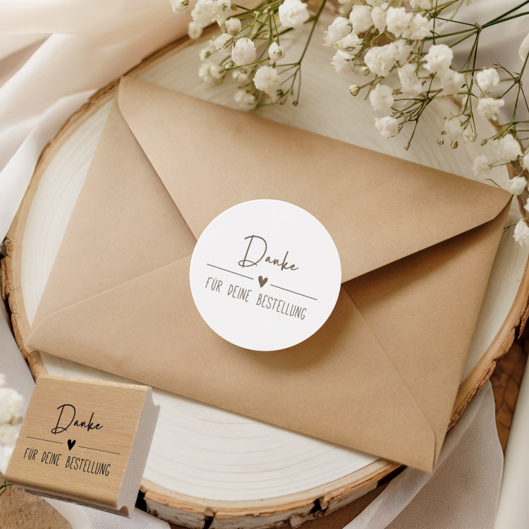 Business-Stempel „Danke für deine Bestellung“ – Hochwertiger Verpackungsstempel mit Herz für Online-Shops & Handgemachtes