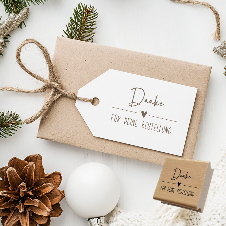 Business-Stempel „Danke für deine Bestellung“ – Hochwertiger Verpackungsstempel mit Herz für Online-Shops & Handgemachtes