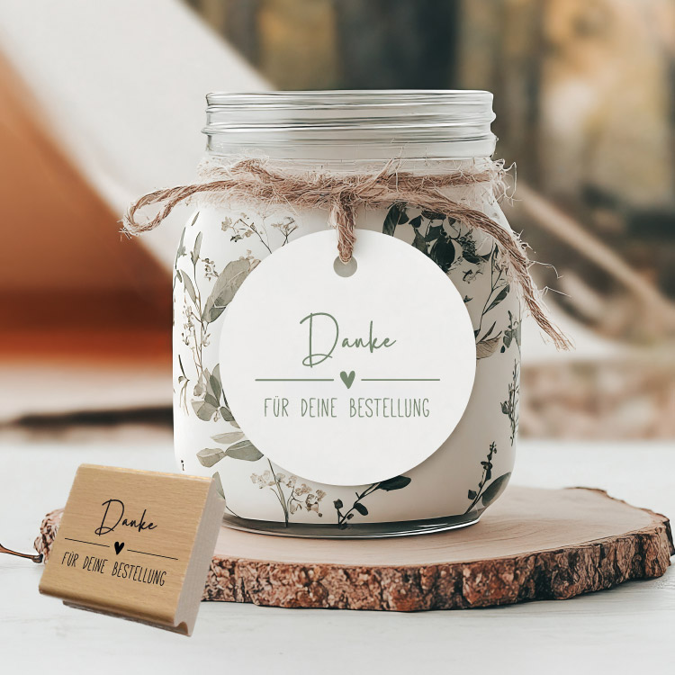 Business-Stempel „Danke für deine Bestellung“ – Hochwertiger Verpackungsstempel mit Herz für Online-Shops & Handgemachtes