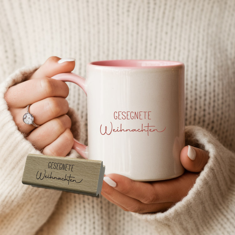 Weihnachtsstempel „Gesegnete Weihnachten“ – Eleganter Schriftzug-Holzstempel für Weihnachtskarten & DIY