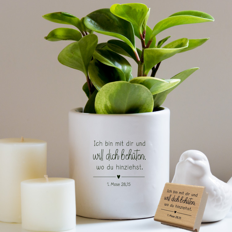 Bibelvers Stempel "Ich bin mit dir und will dich behüten, wo du hinziehst." 1. Mose 28,15 | Geschenk zum Umzug 
