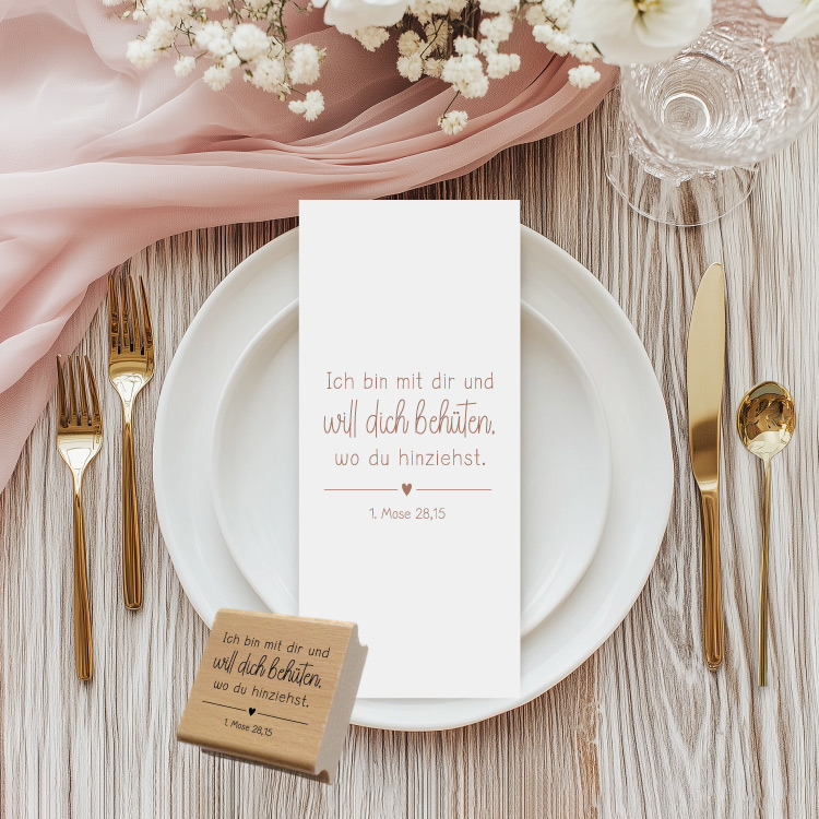 Bibelvers Stempel "Ich bin mit dir und will dich behüten, wo du hinziehst." 1. Mose 28,15 | Geschenk zum Umzug 