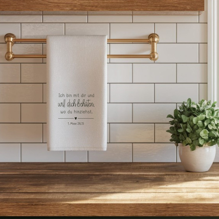Bibelvers Stempel "Ich bin mit dir und will dich behüten, wo du hinziehst." 1. Mose 28,15 | Geschenk zum Umzug 