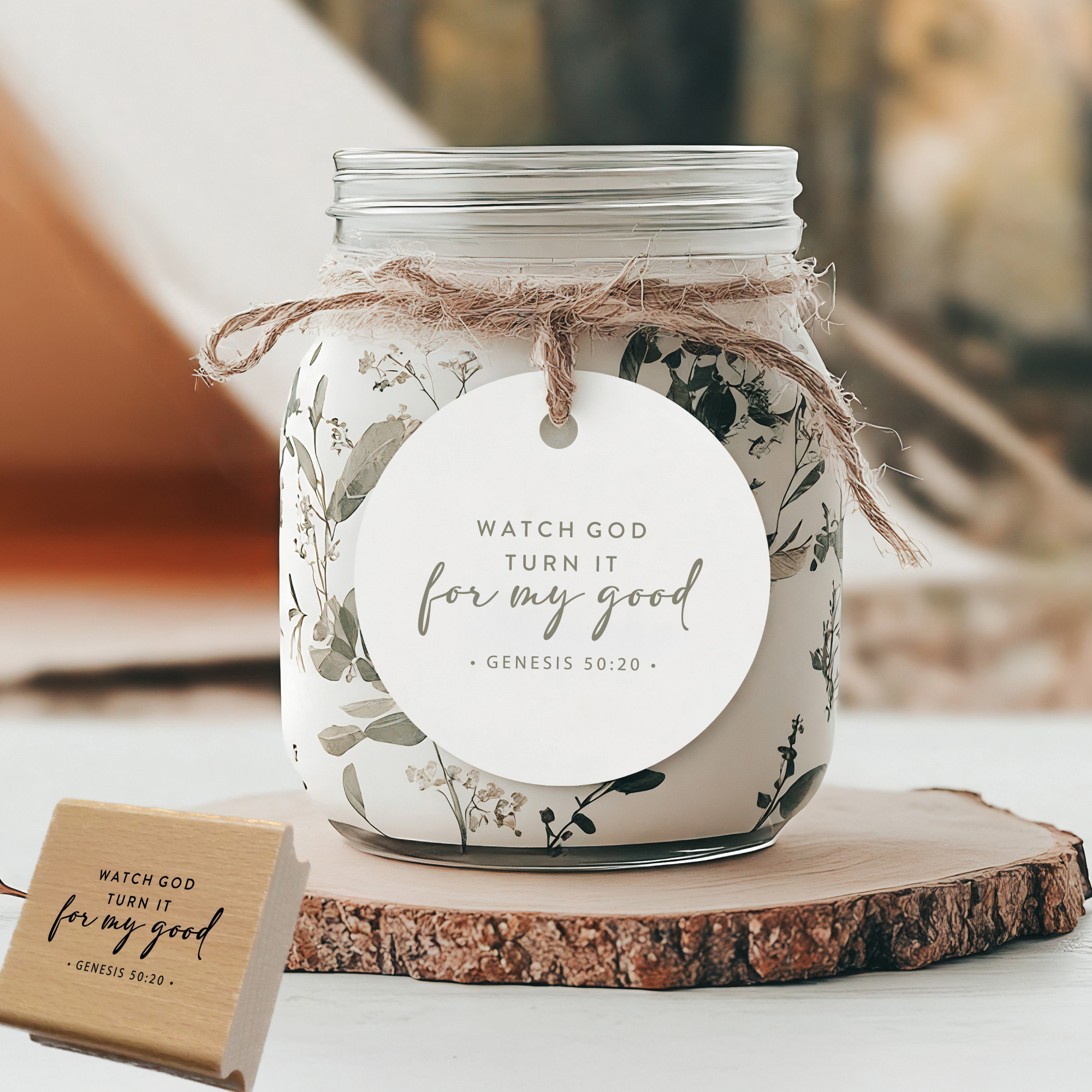 Bibelvers-Stempel „Watch God turn it for my good - Genesis 50:20“