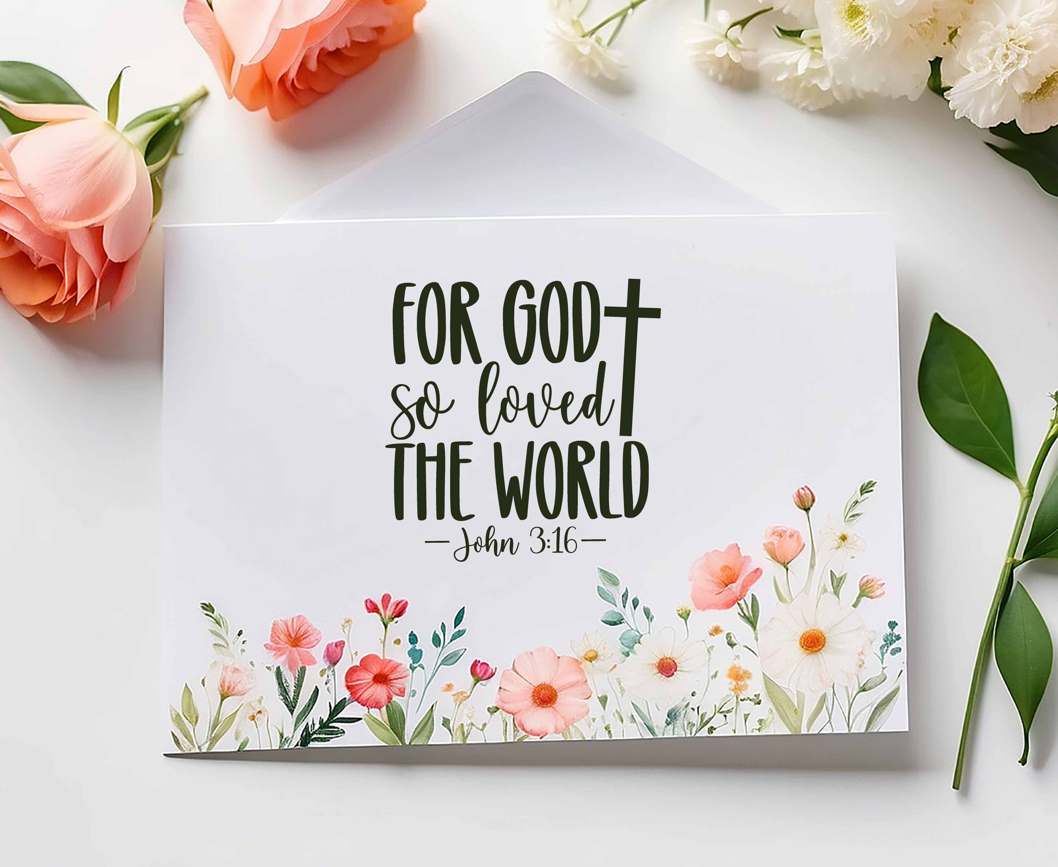 Bibelvers-Stempel „For God so loved the world - John 3:16“