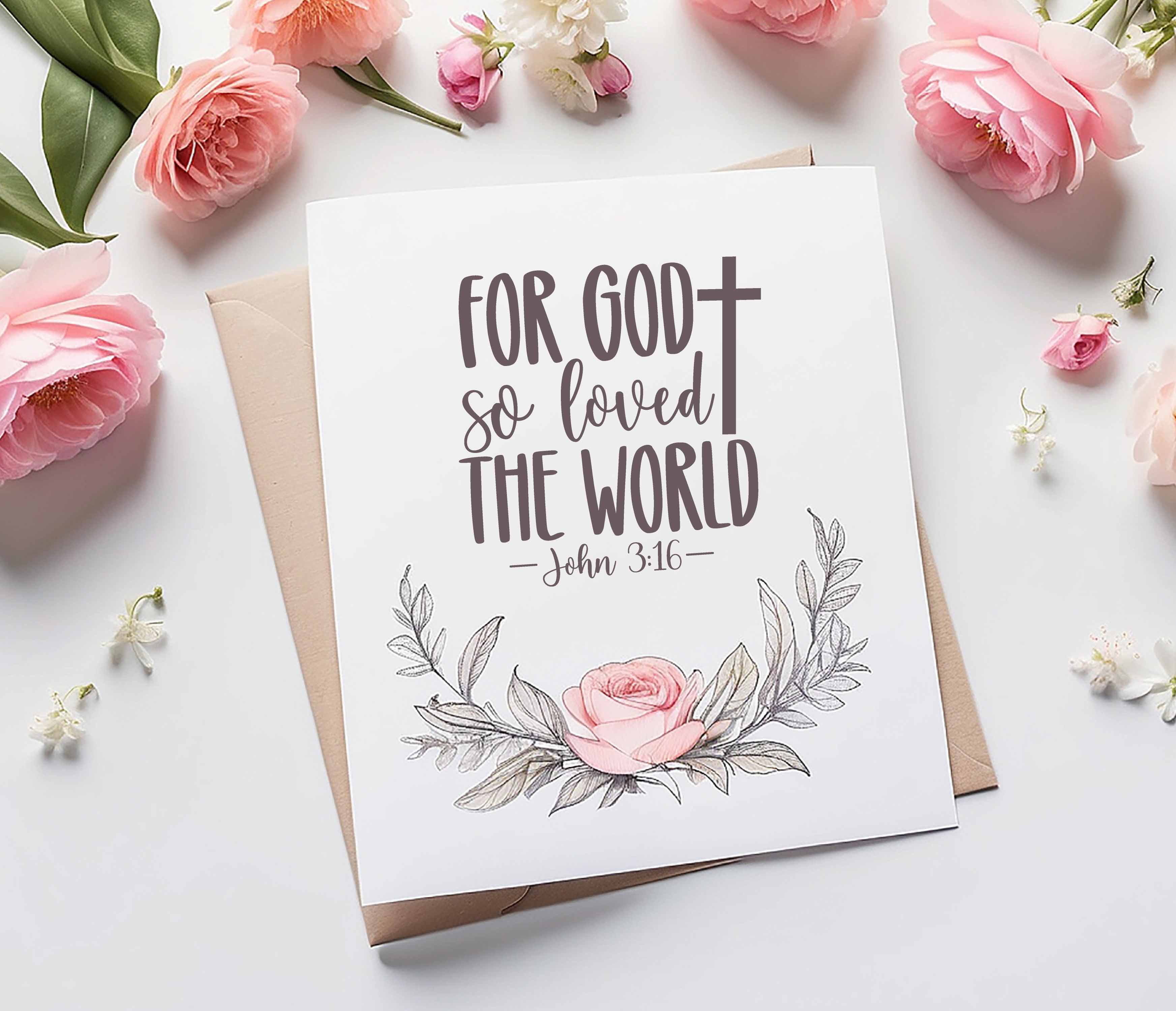 Bibelvers-Stempel „For God so loved the world - John 3:16“
