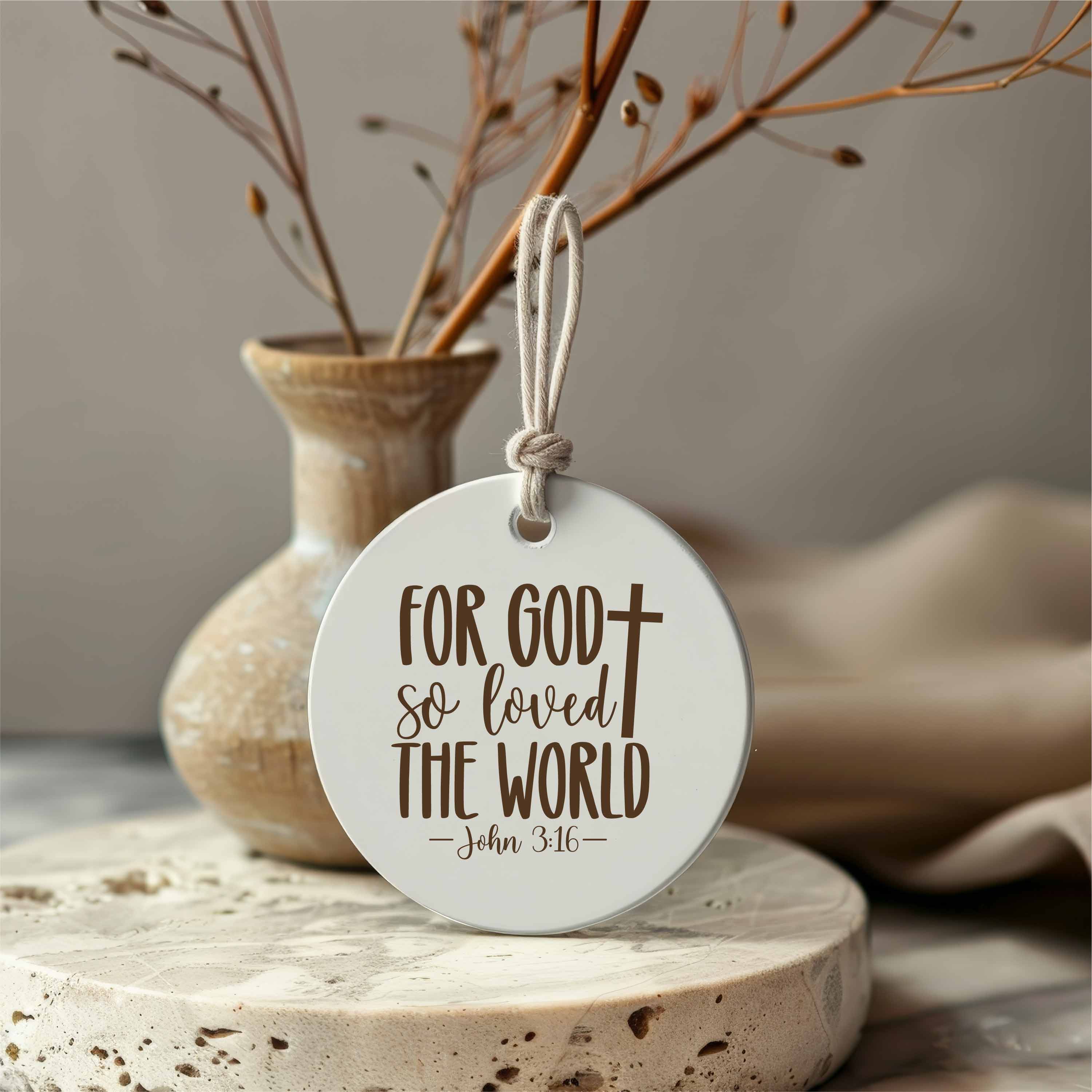 Bibelvers-Stempel „For God so loved the world - John 3:16“