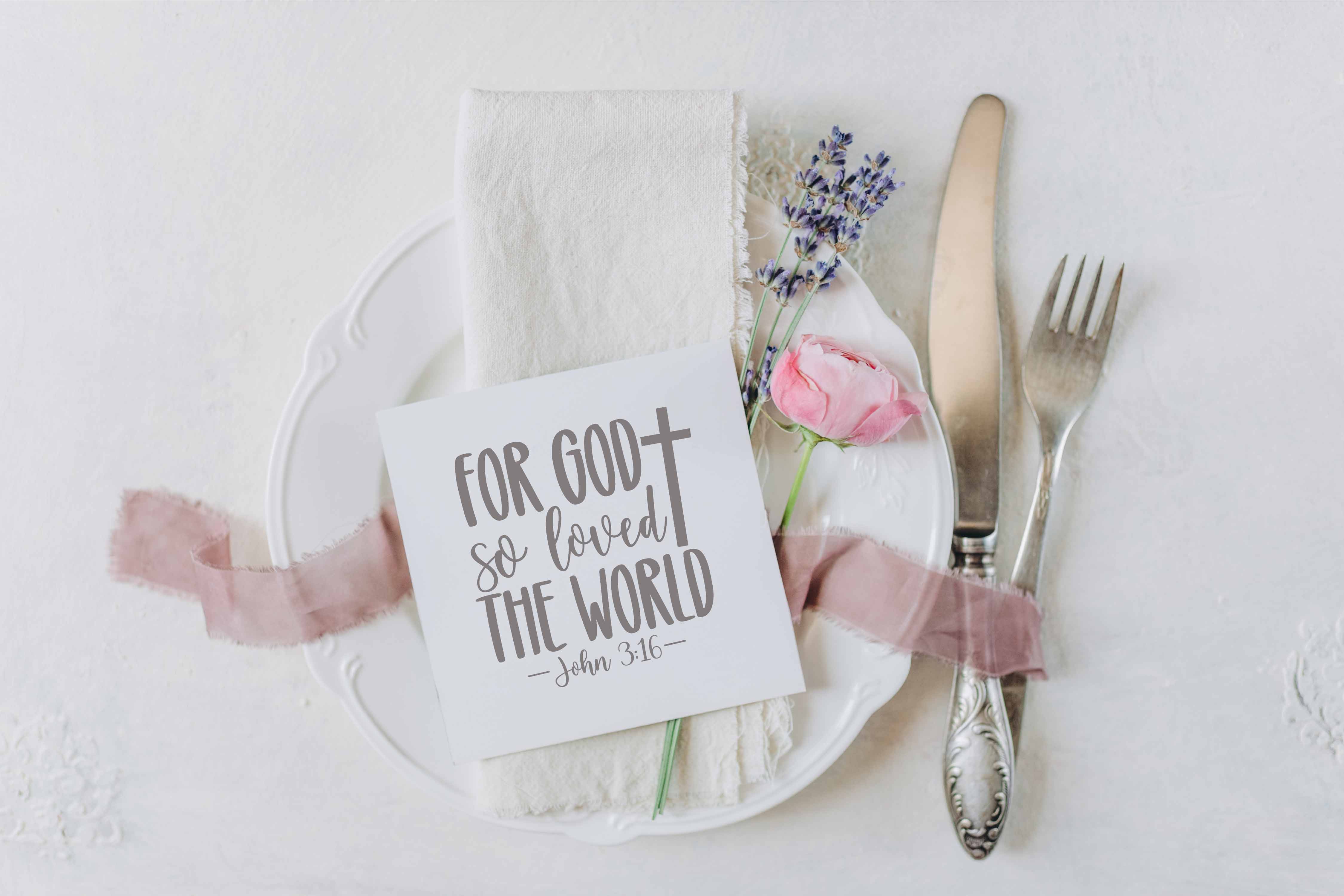 Bibelvers-Stempel „For God so loved the world - John 3:16“