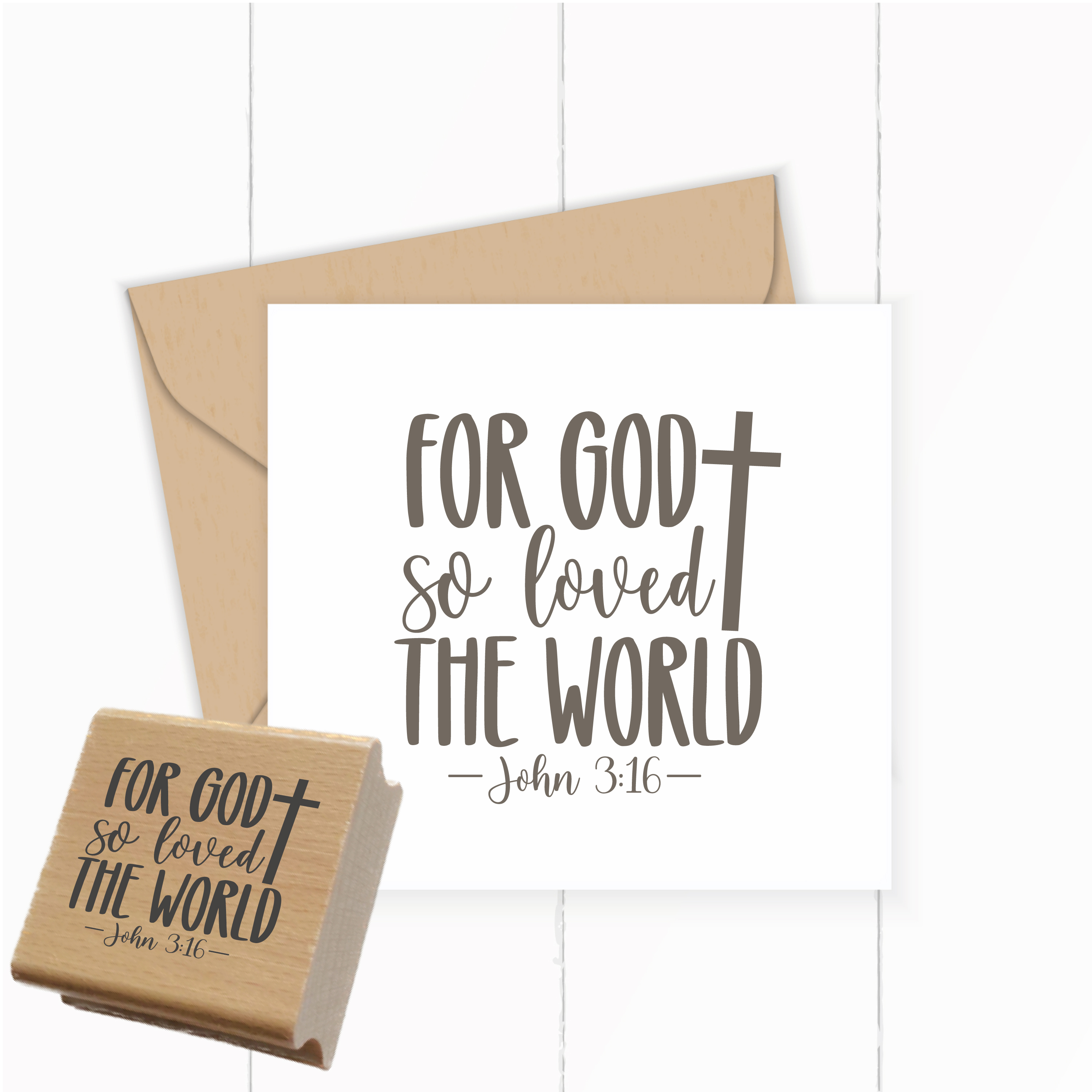 Bibelvers-Stempel „For God so loved the world - John 3:16“ - ST0766