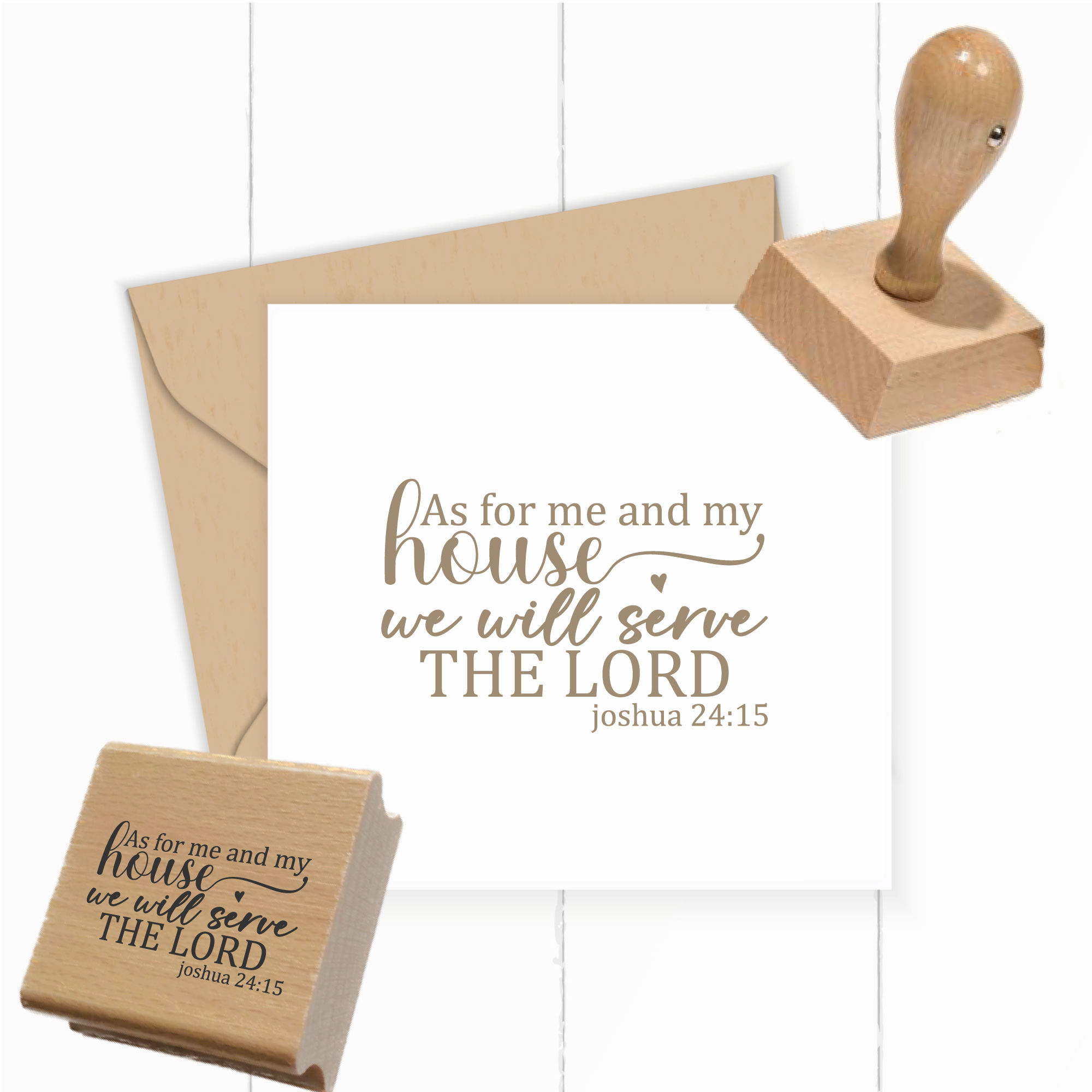 Christlicher Holzstempel "As for me and my house we will serve the Lord" Josua 24,15 - ST0767