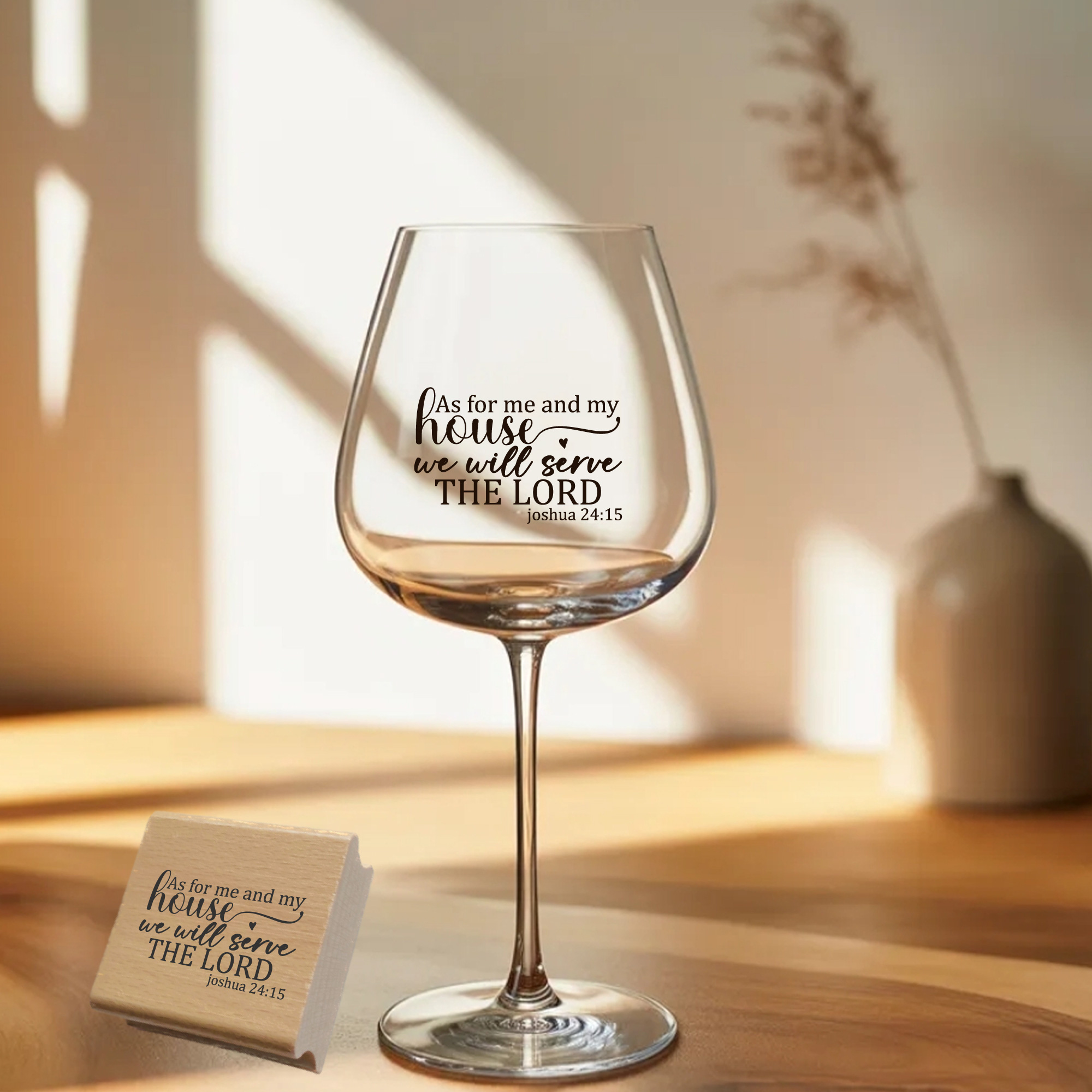 Christlicher Holzstempel "As for me and my house we will serve the Lord" Josua 24,15