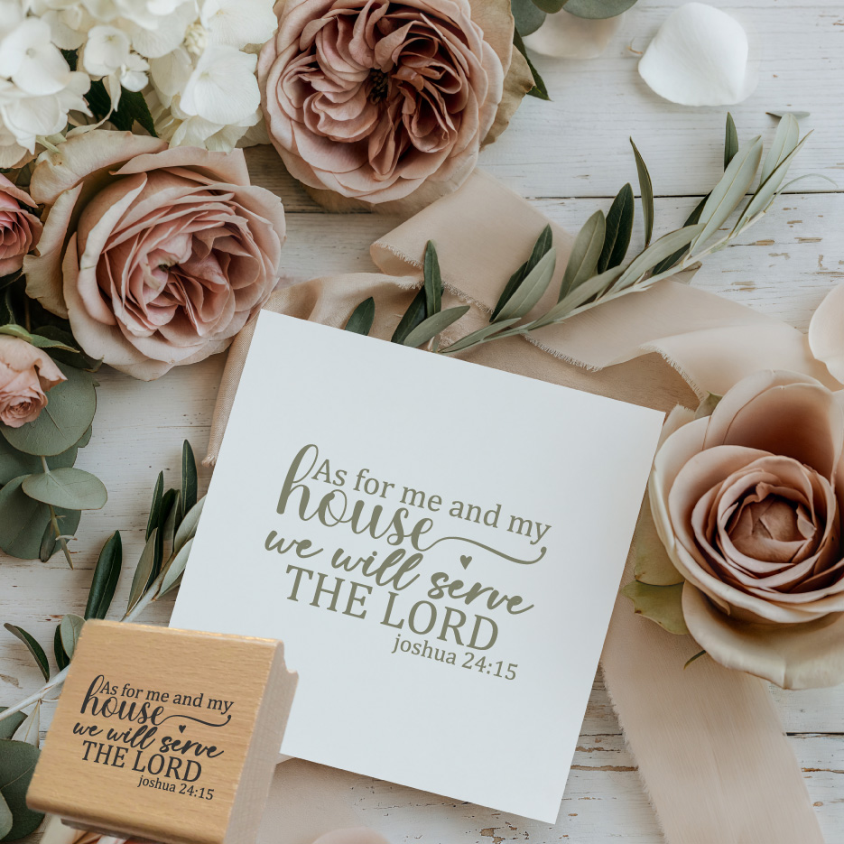 Christlicher Holzstempel "As for me and my house we will serve the Lord" Josua 24,15