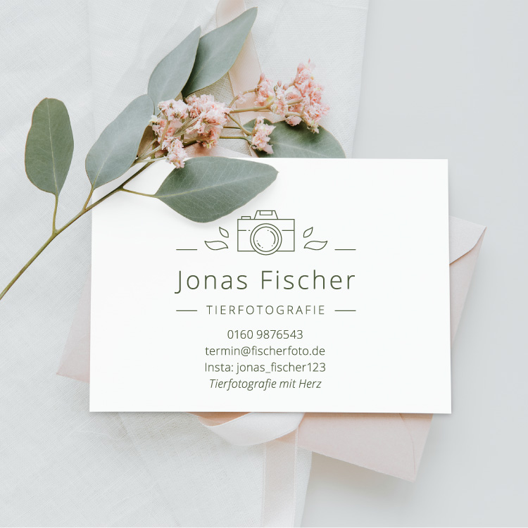 Personalisierter Fotografen Stempel mit Kamera-Logo "Jonas"
