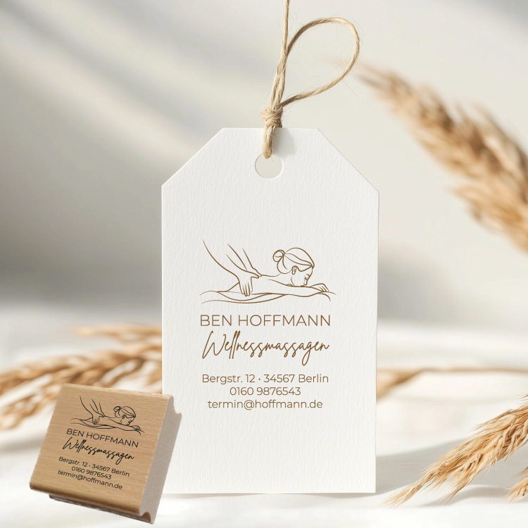 Personalisierter Massage Stempel mit Wellness-Logo "Ben"