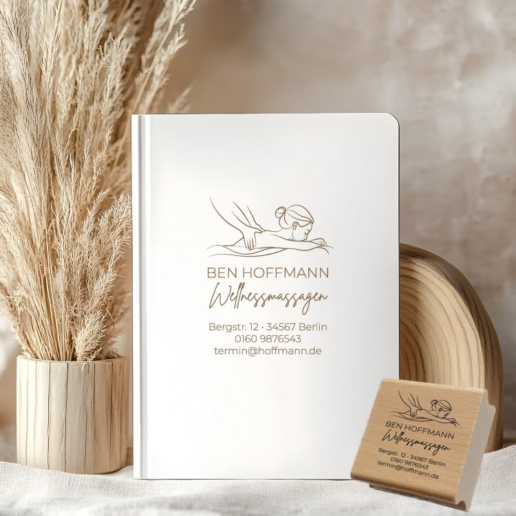 Personalisierter Massage Stempel mit Wellness-Logo "Ben"