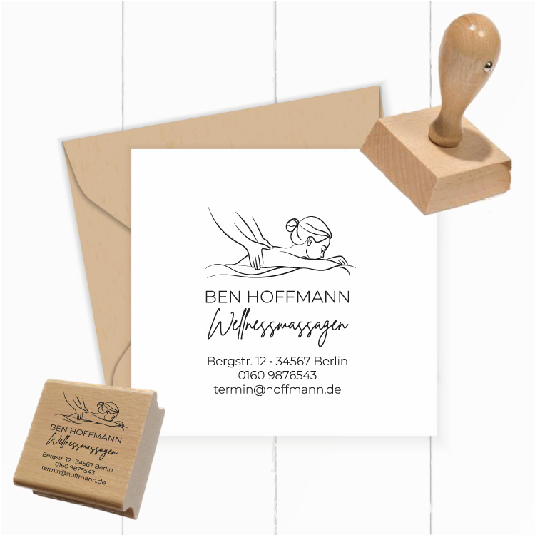 Personalisierter Massage Stempel mit Wellness-Logo "Ben" - ST0771