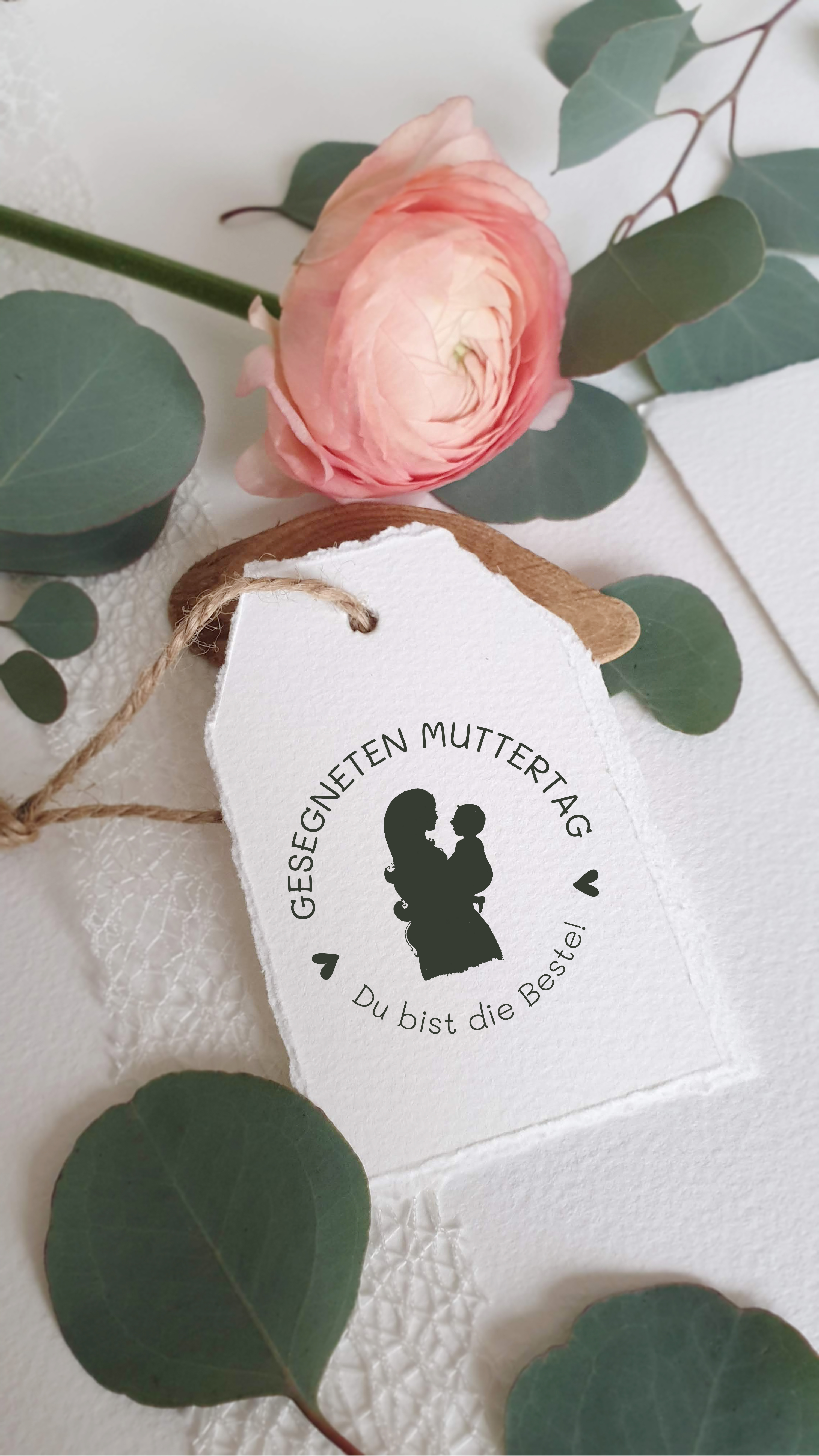 Muttertag Stempel mit Du bist die Beste Schriftzug